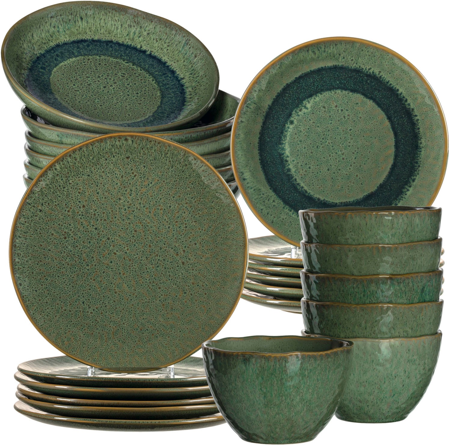 LEONARDO Geschirr-Set »Geschirrset MATERA 24-teilig grün Keramik«, (24 tlg.)
