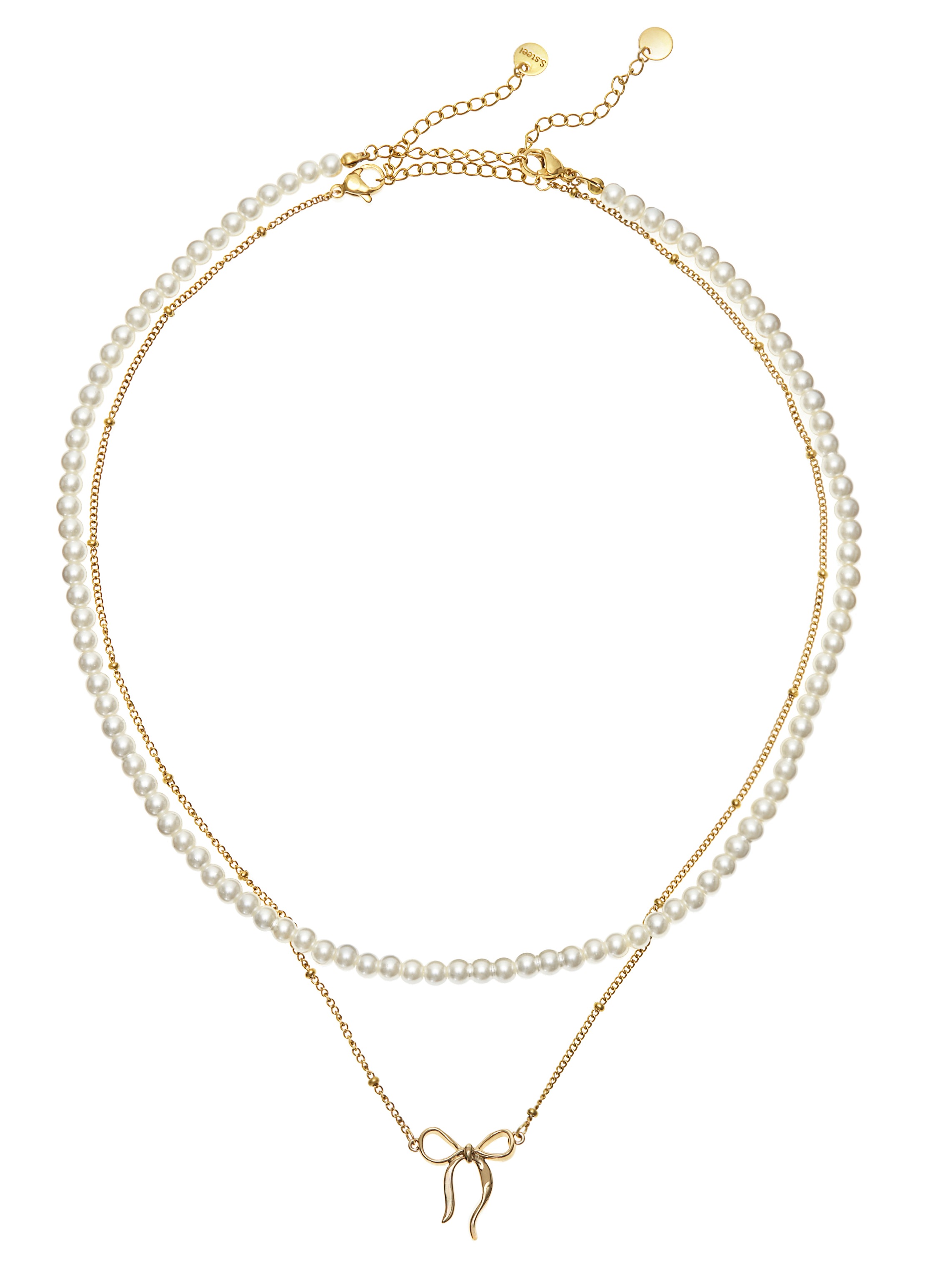LASCANA Schmuckset "Edelstahlketten Set" (Set, Künstliche Süßwasserperlen, 2 Stk. tlg.) 2-teiliges Halsketten Set