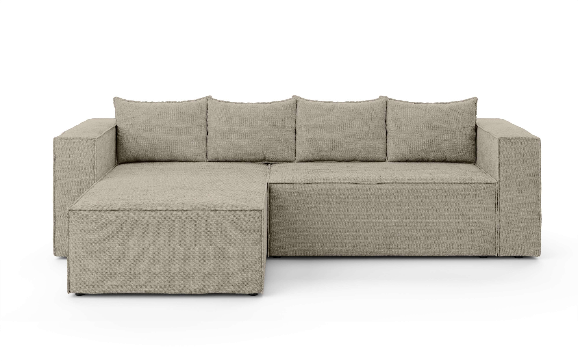INOSIGN Ecksofa »LINCOLNVILLE mit Bettfunktion und Bettkasten, Maße B/H/T 244/76/150 cm«, L-Form mit Wellenunterfederung, Recamiere beidseitig montierbar