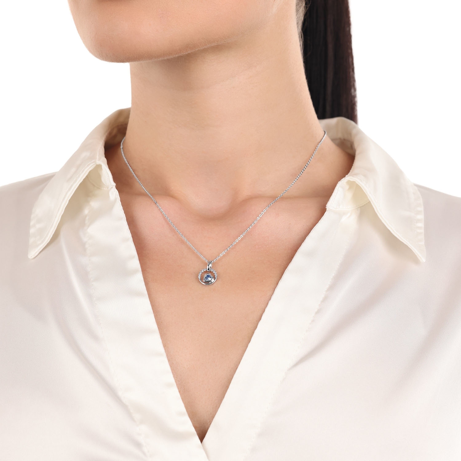 Amor Kette mit Anhänger »Kreis/Herz« mit Zirkonia (synth.)