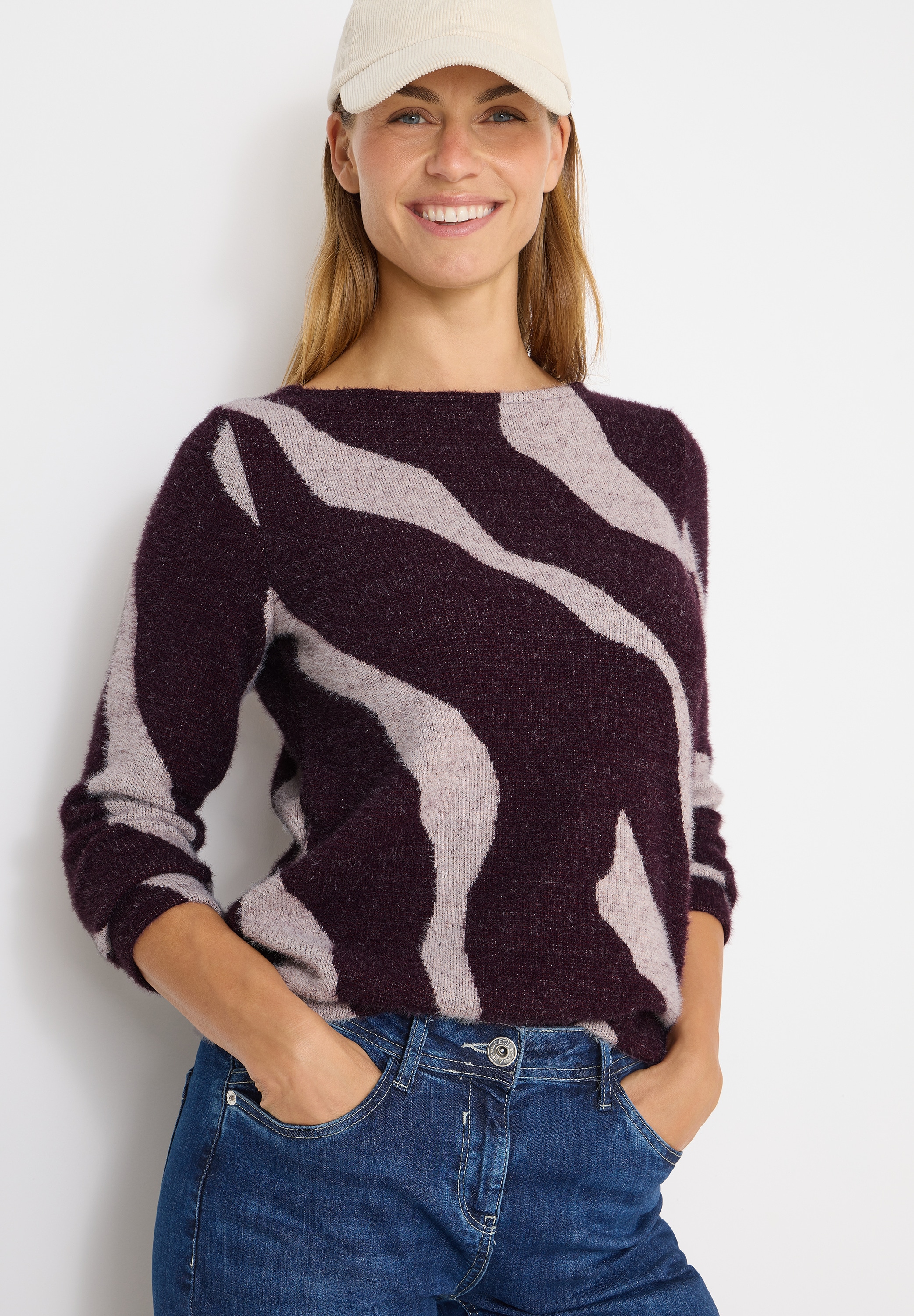Cecil Strickpullover mit grafischem Muster und in Federgarn-Qualität günstig online kaufen