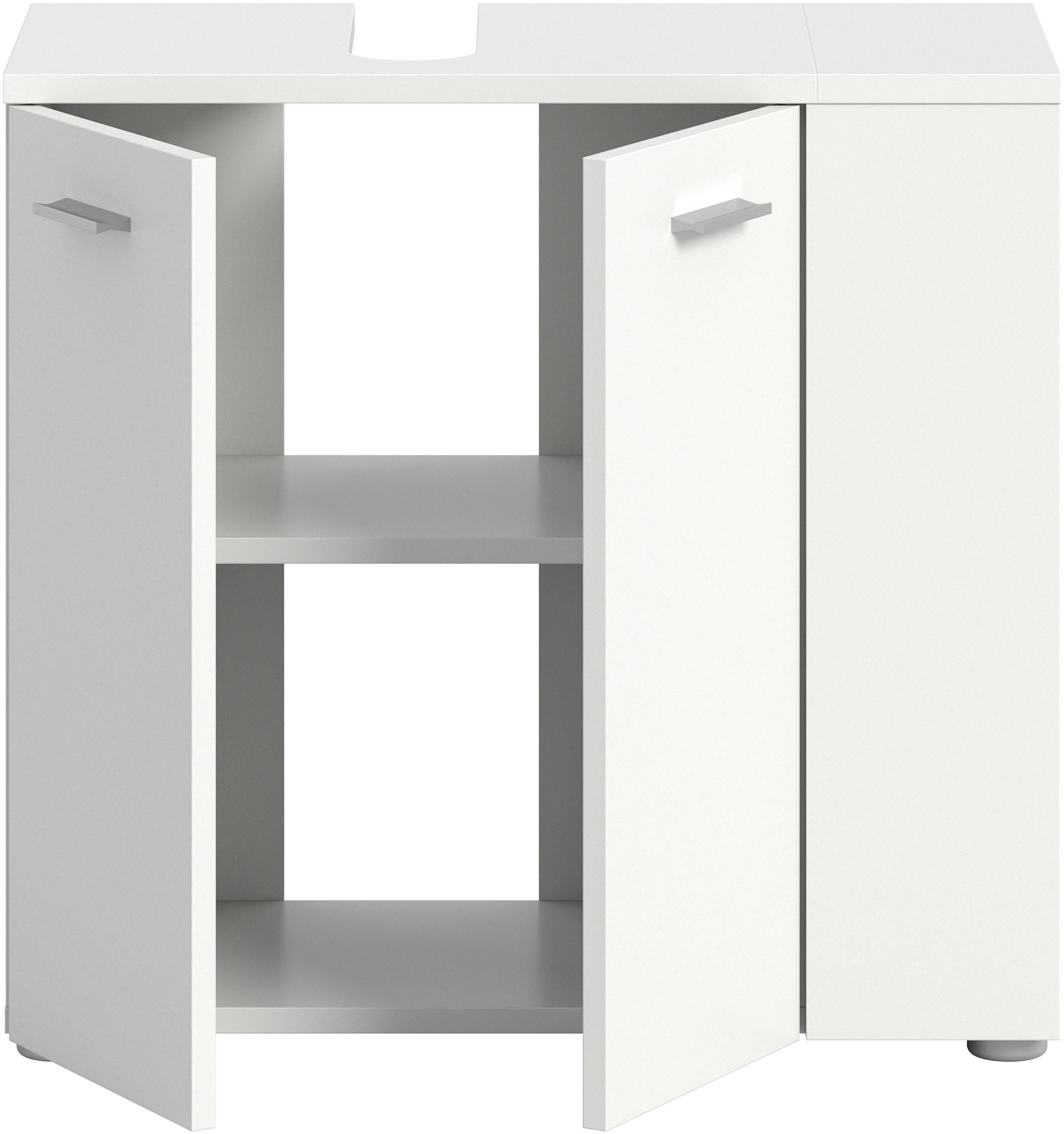 welltime Waschbeckenunterschrank »Breite 65cm, mit seitlichem Regal, 2 Türen, 4 Fächer«, Waschbecken, Unterschrank, Schrank, Badschrank, Badezimmerschrank