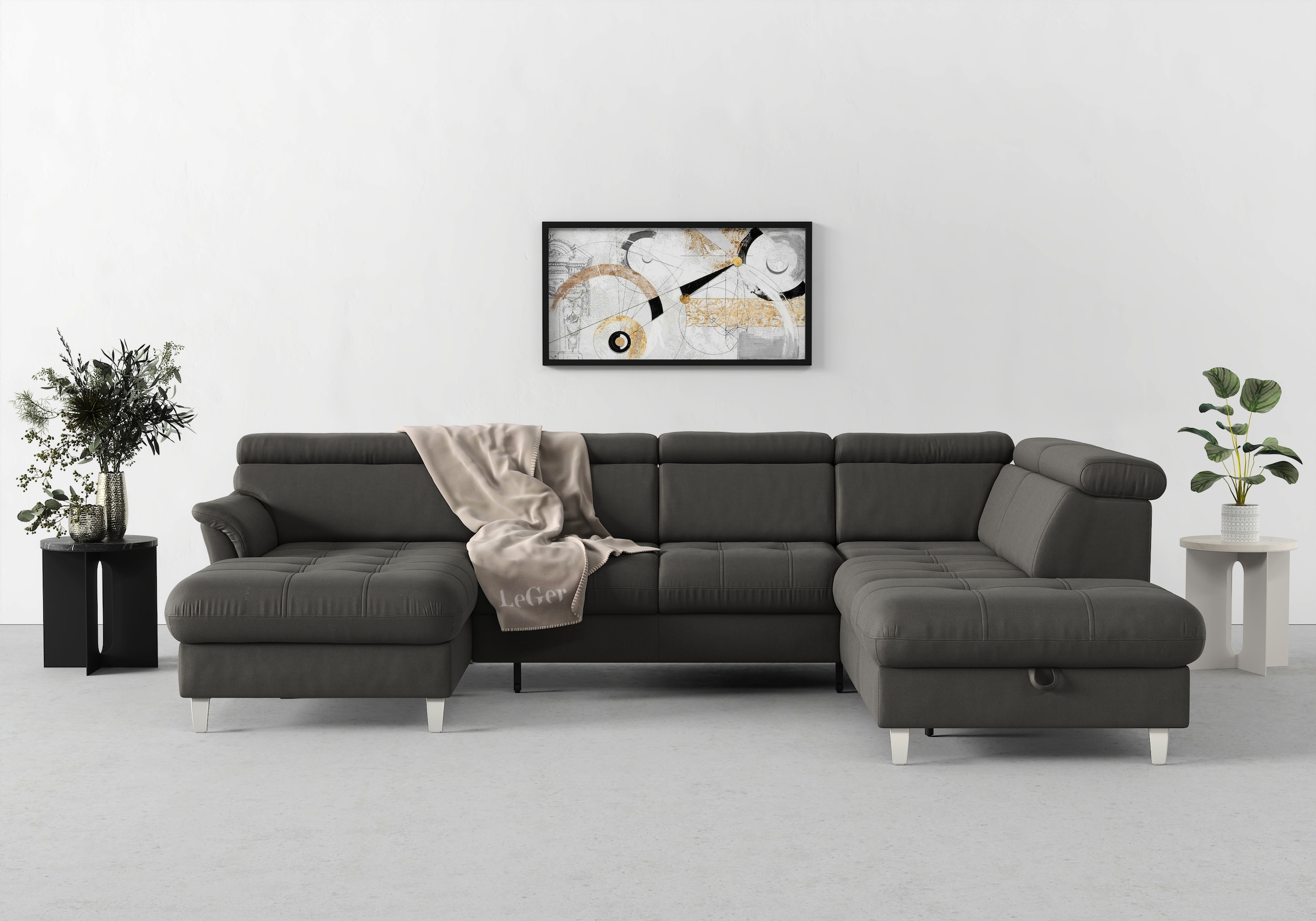 sit&more Wohnlandschaft "Marano U-Form" inklusive Kopfteilverstellung, optional Schlaffunktion & Bettkasten