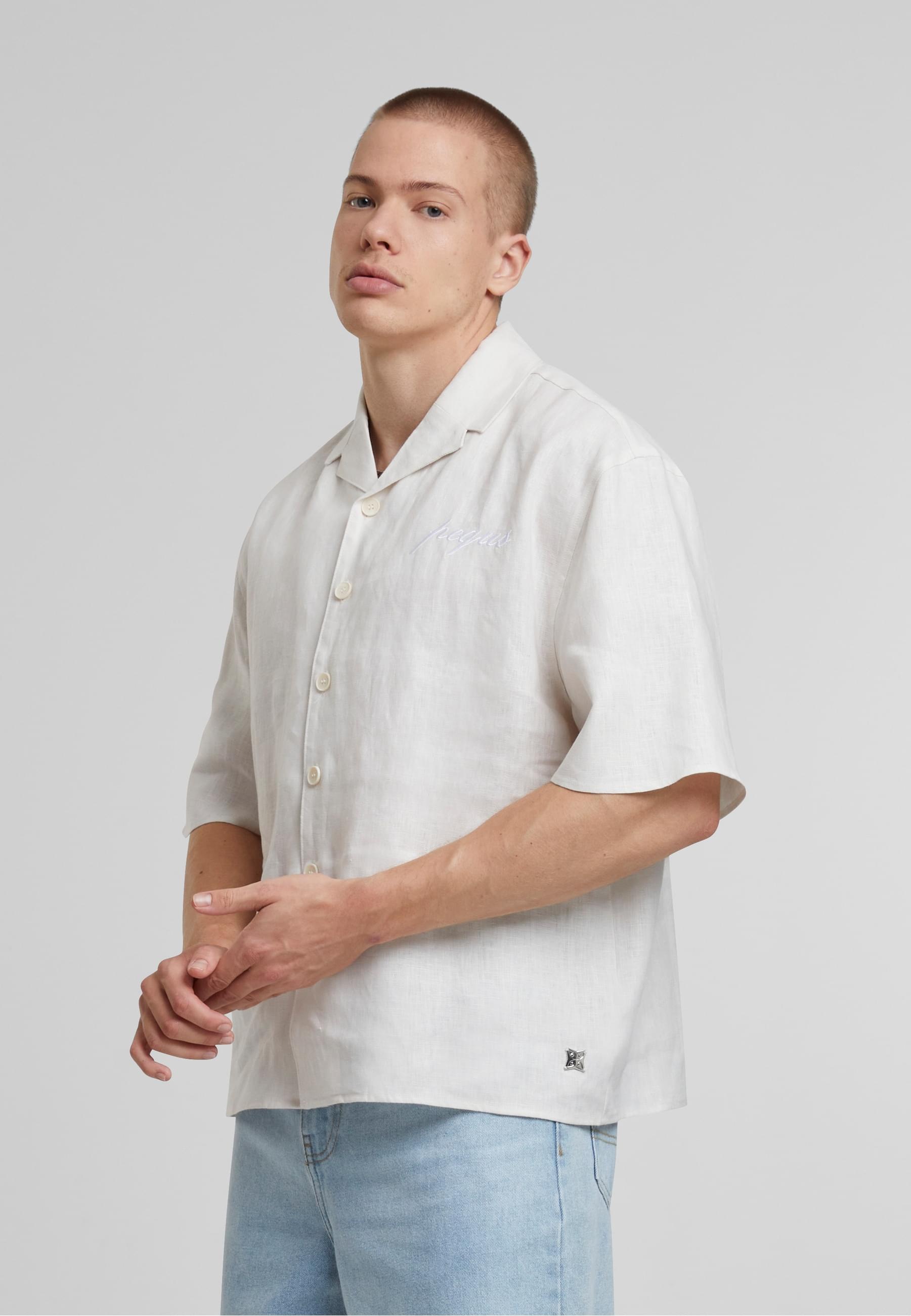 PEQUS Langarmhemd »PEQUS PEQUS Chest Logo Linen Shirt« 1 Stk.