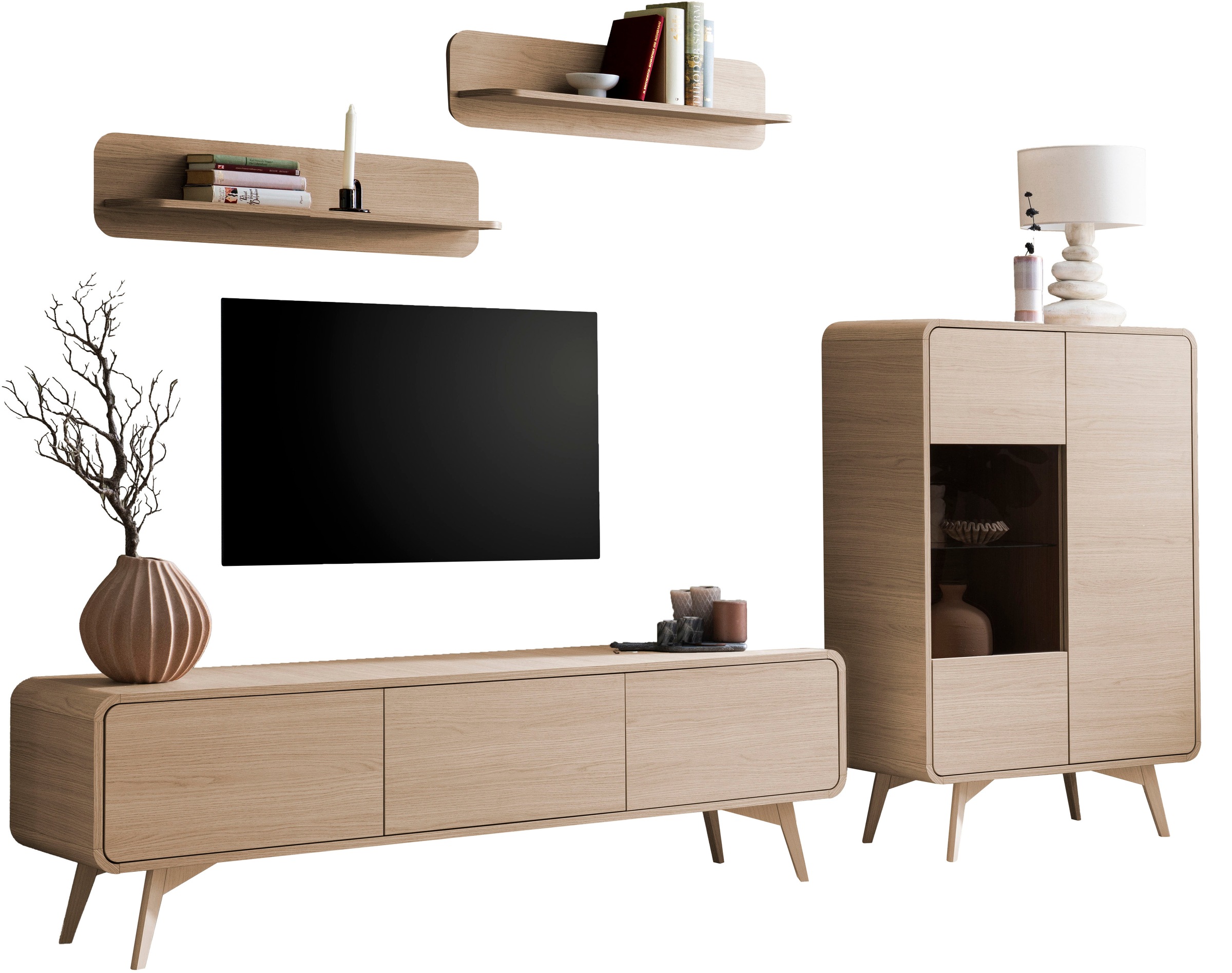 Home affaire Wohnwand "Torsby, moderne Anbauwand, Komplettset im Scandi-Sti günstig online kaufen