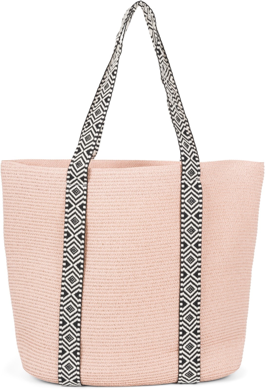 styleBREAKER Strandtasche "Papierstroh Strandtasche Azteken Muster"