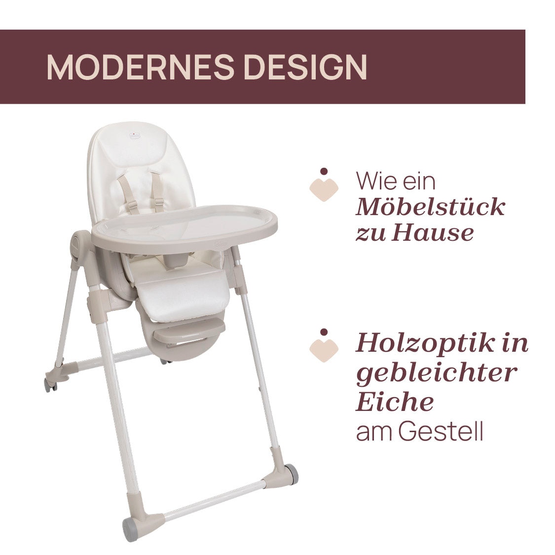 Chicco Hochstuhl »Polly Armonia Motherpearl«, mit Essbrett