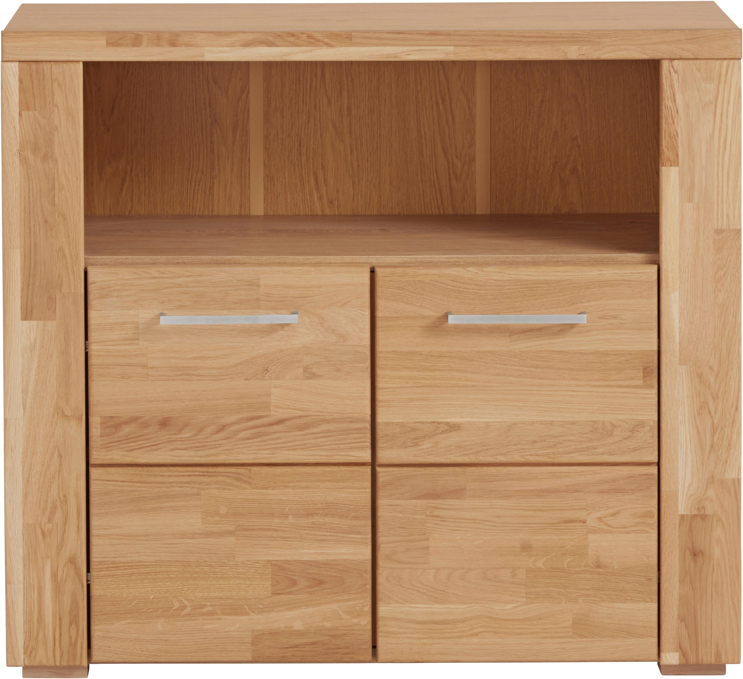 Thumbnail - OTTO home Kommode "Celle,90cm breit,35 cm tief, Fronten Massivholz" Holz massiv, Holzwerkstoff, Metall Griffe,3 breite F...