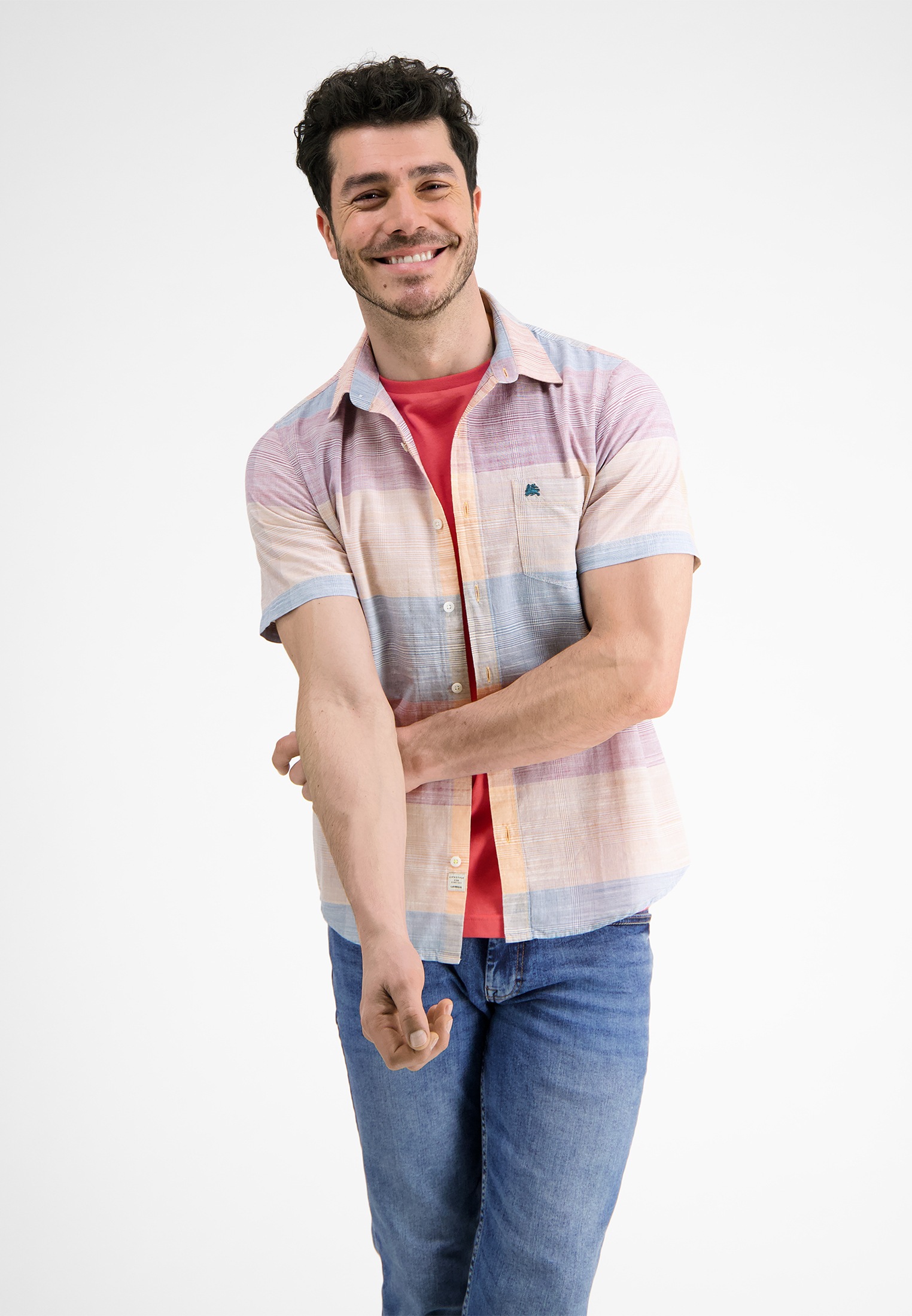 LERROS Kurzarmhemd »LERROS Kurzarmhemd *Slub Karo*«