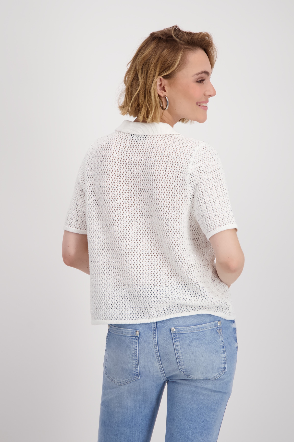 Monari Polokragenpullover »Pullover Polo Nieten«, Mit Rundhalsausschnitt