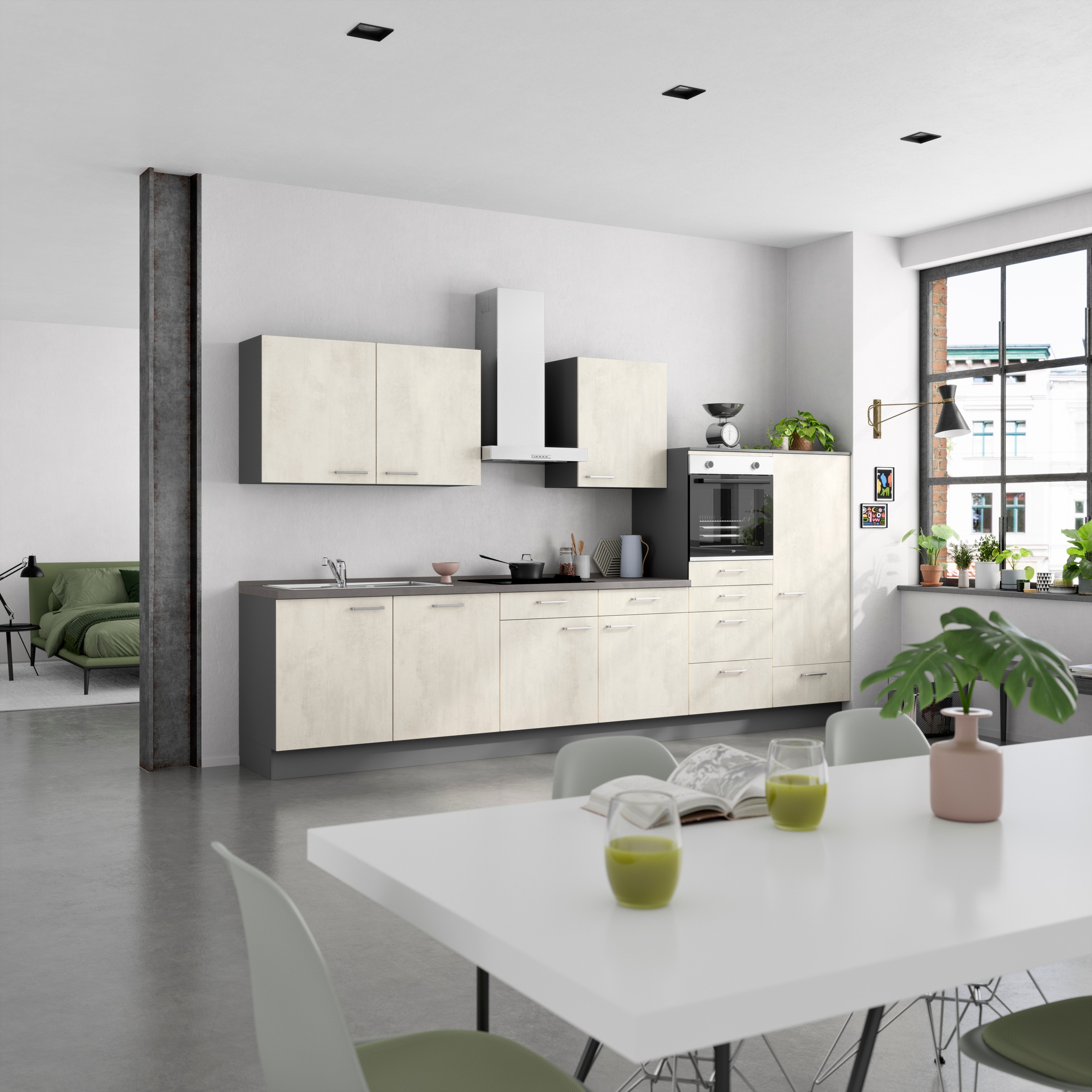 nobilia® Küchenzeile »"Riva I"«, vormontiert, Ausrichtung wählbar, Breite 360 cm, wahlw. mit E-Geräten