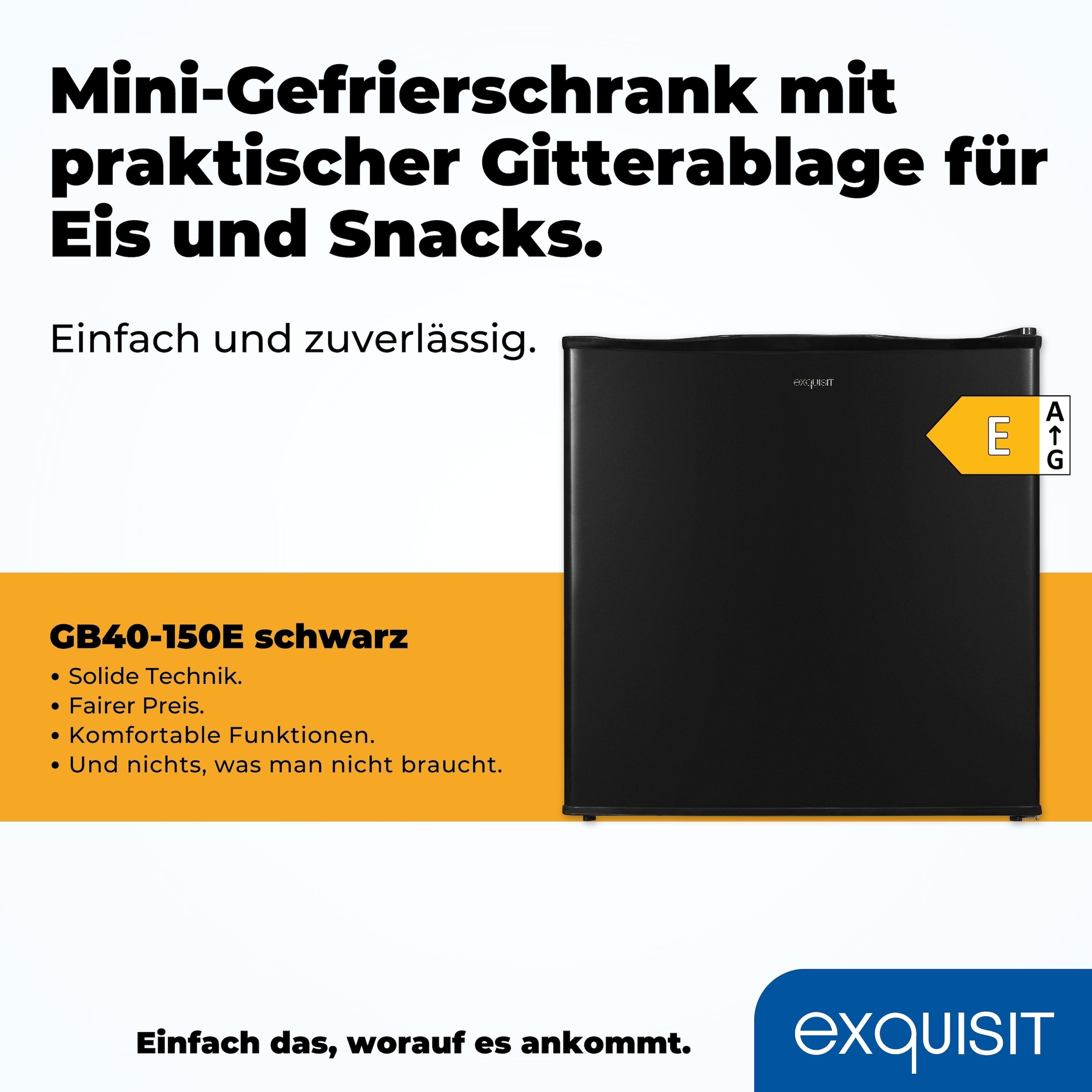 exquisit Gefrierschrank »GB40-150E schwarz«, 51 cm hoch, 47 cm breit, 31 L Volumen, 4 Sterne Gefrieren