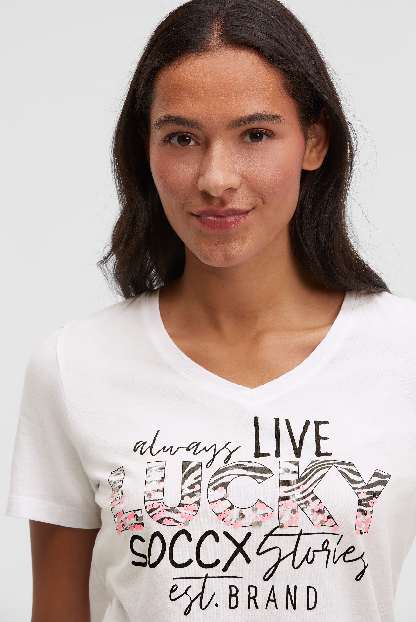 SOCCX V-Shirt aus Baumwolle