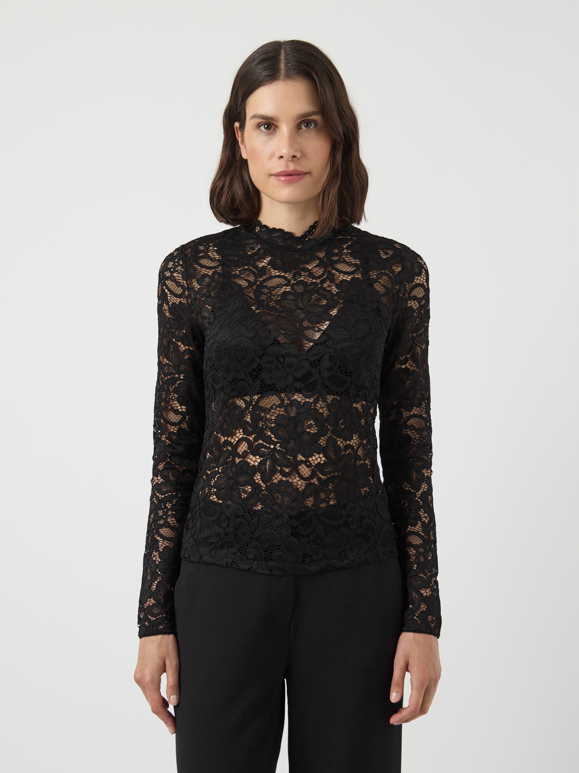 Y.A.S Langarmshirt "YASLACEY LS LACE TOP S. NOOS" günstig online kaufen