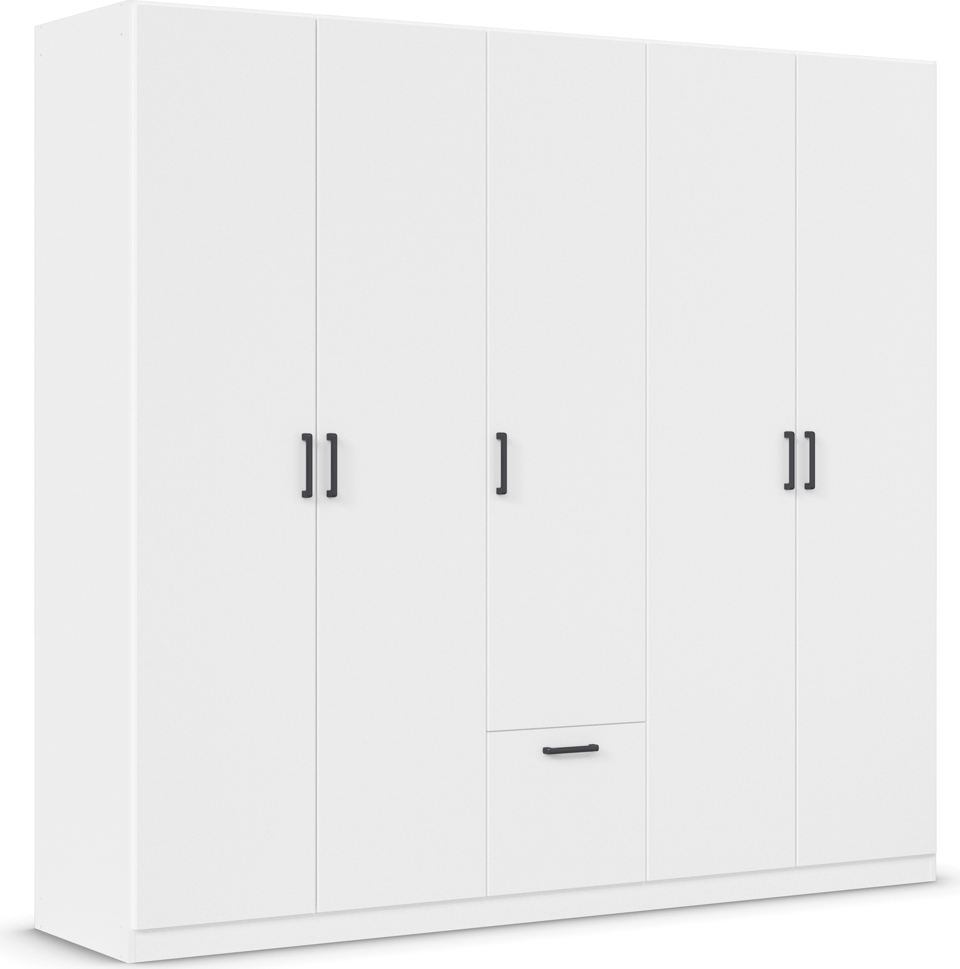 rauch Drehtürenschrank "Kleiderschrank Schrank Garderobe Wäscheschrank BARI" mit Schubasten mittig, moderner Griff in Graumetallic MADE IN GERMANY