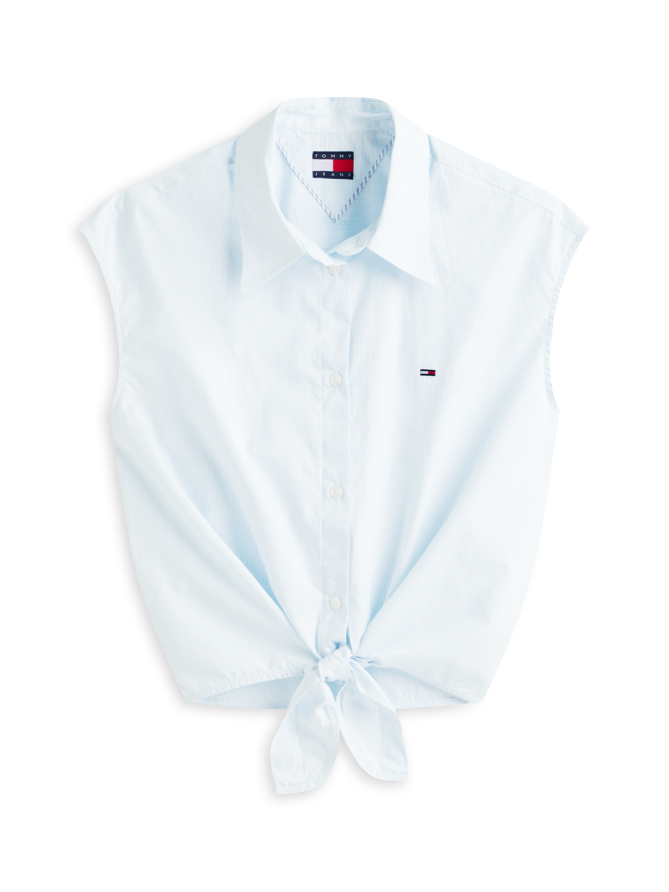 Tommy Jeans Blusentop »TJW TIE FRONT POPLIN SHIRT« mit Knoten Detail am Saum, reine Baumwolle