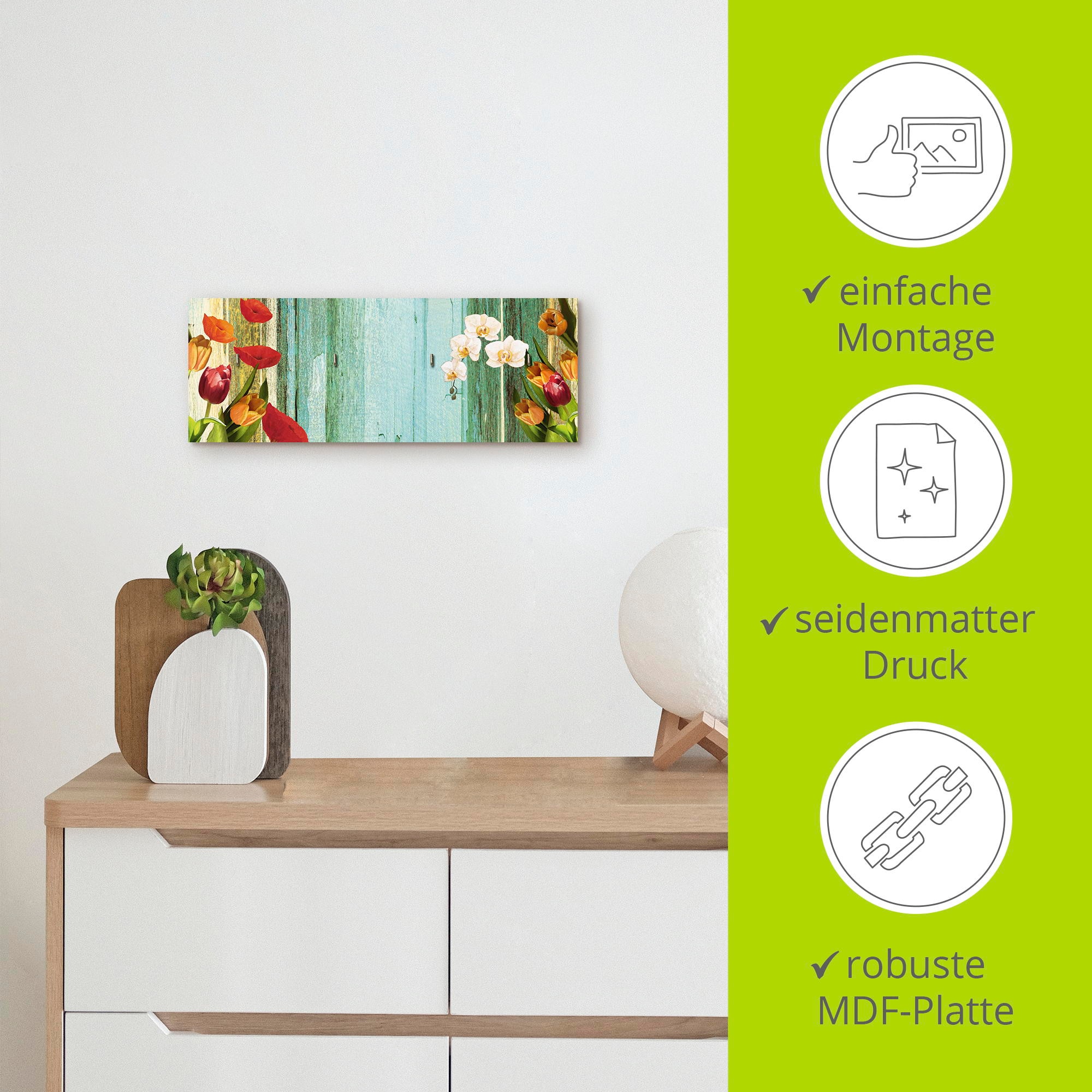 Artland Hakenleiste »Bunte Blumen«, MDF