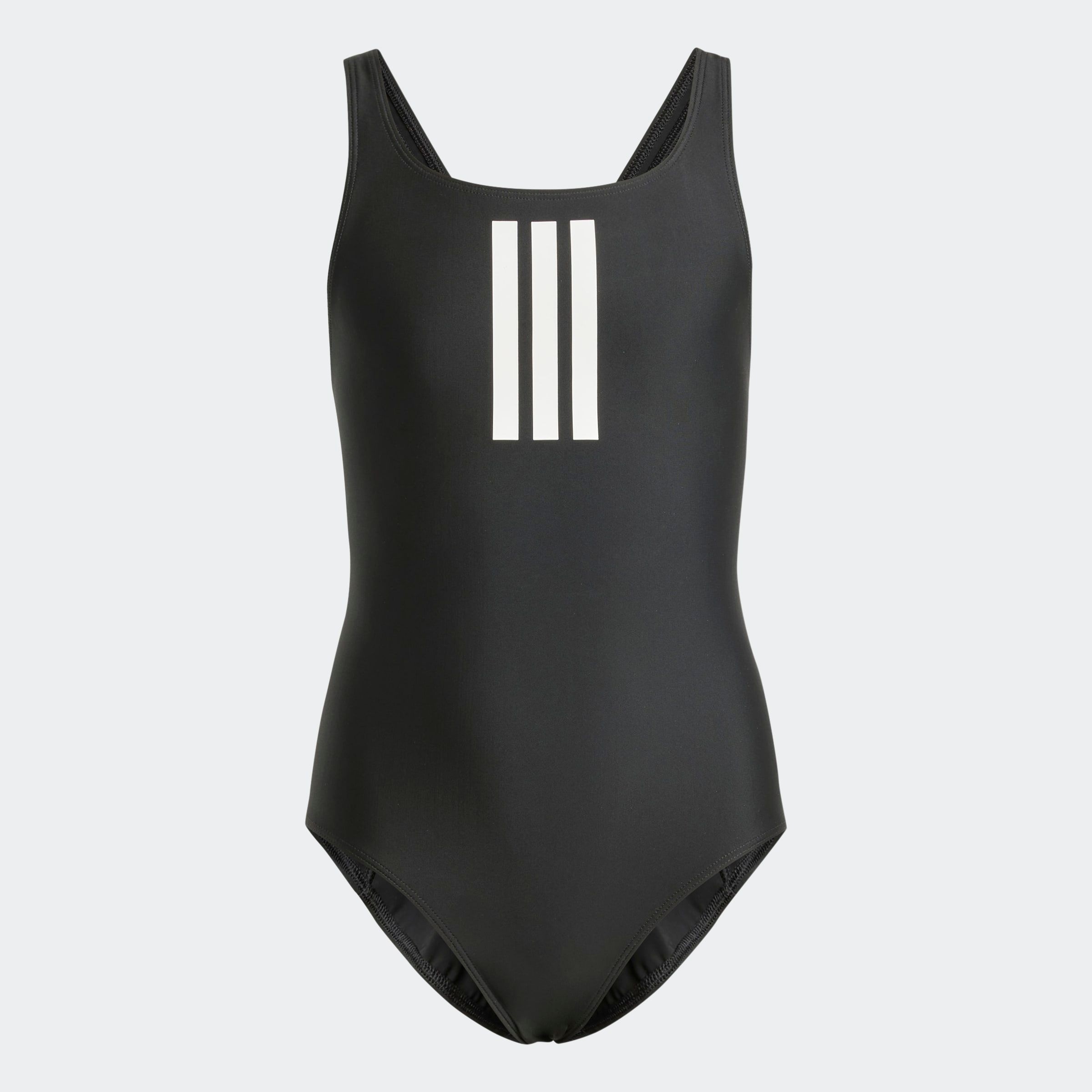Badeanzug ADIDAS PERFORMANCE "3-STREIFEN KIDS", Mädchen, Gr. 110, N-Gr, schwarz-weiß (schwarz, weiß), Obermaterial: 78% Polyamid, 22% Elasthan, Badeanzüge Badeanzug