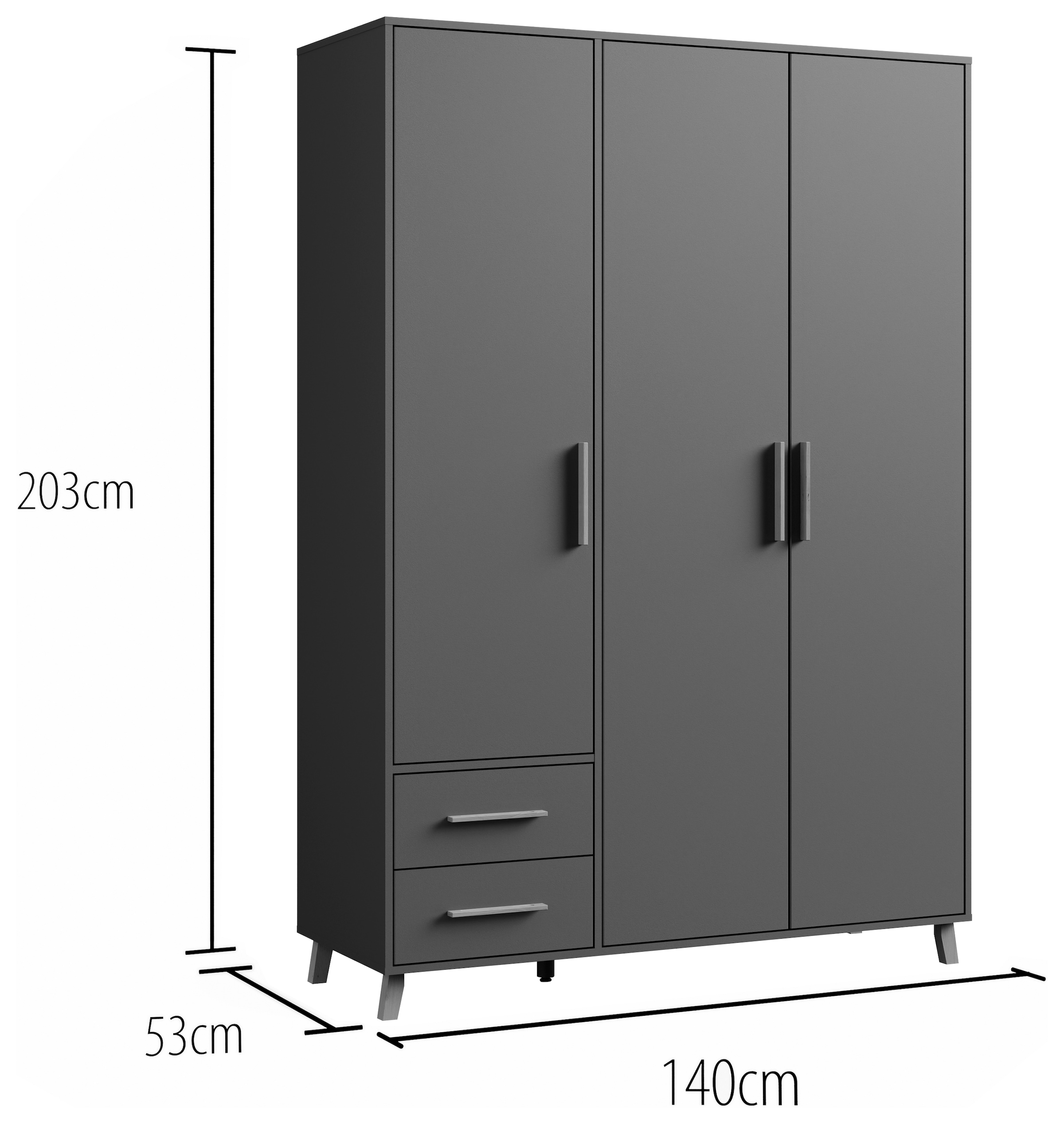 rauch Drehtürenschrank »Kleiderschrank Schrank Garderobe Wäscheschrank SHINJO«, (in 3 verschiedenen Ausstattungen BASIC/CLASSIC/PREMIUM), Griffe und Füße aus Massivholz mit 2 Schubladen MADE IN GERMANY