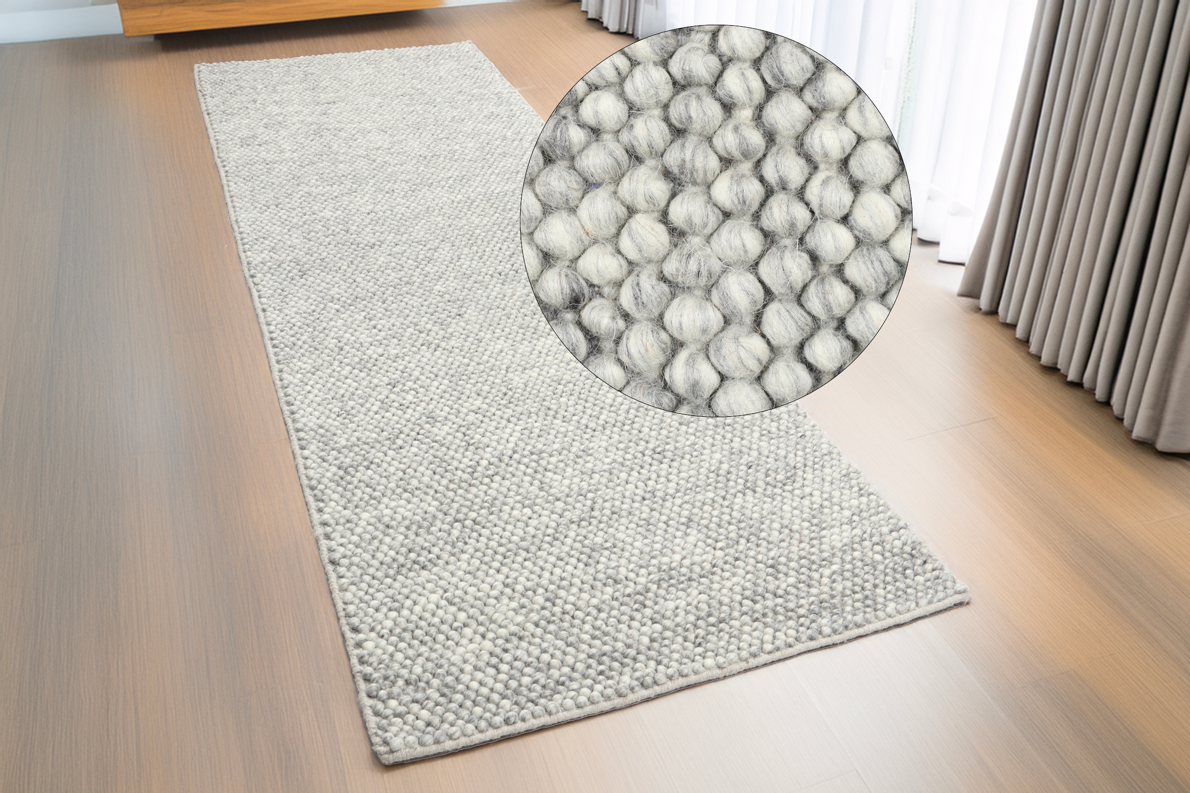 my home Läufer »Wolly, handgewebt, Handweb Teppich« rechteckig 14 mm Höhe Wolle, Brücke, Flur, Schlafzimmer, Wohnzimmer