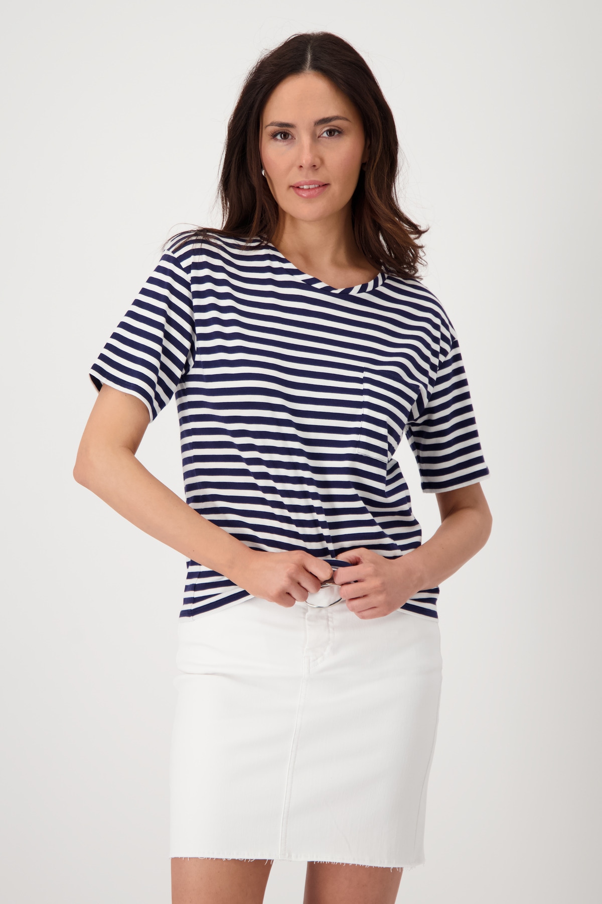 Monari T-Shirt "Shirt Pima Ringel", Mit Rundhalsausschnitt günstig online kaufen