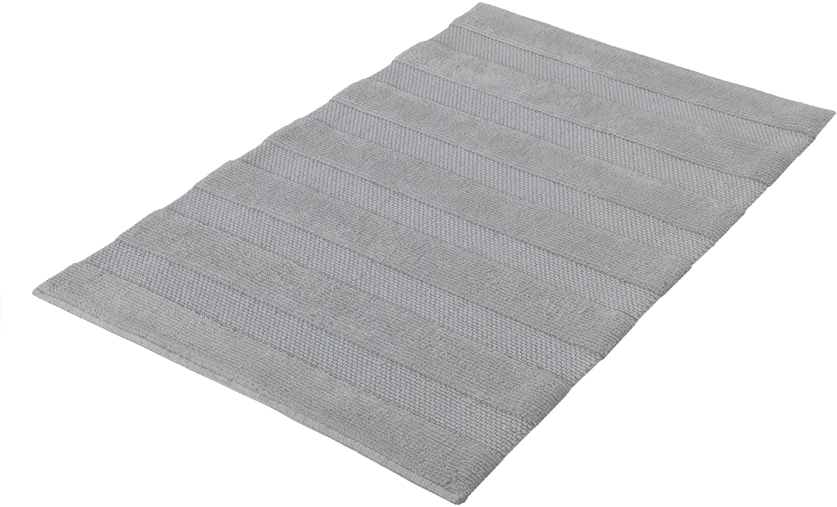 Kleine Wolke Badematte "Tikka, Badvorleger, Badezimmer Teppich" Höhe 5 mm rutschhemmend beschichtet fußbodenheizungsgeeignet Badteppich, Uni-Farben, gestreift, Hoch-Tief Effekt, reine Baumwolle