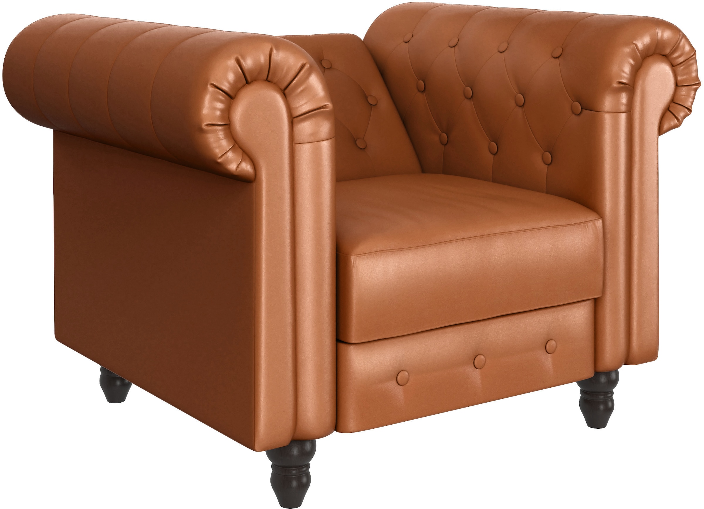 Dorel Home Chesterfield-Sessel »Felix«, mit Rückenlehne 3-fach verstellbar, Beine Massivholz, Sitzhöhe 46 cm