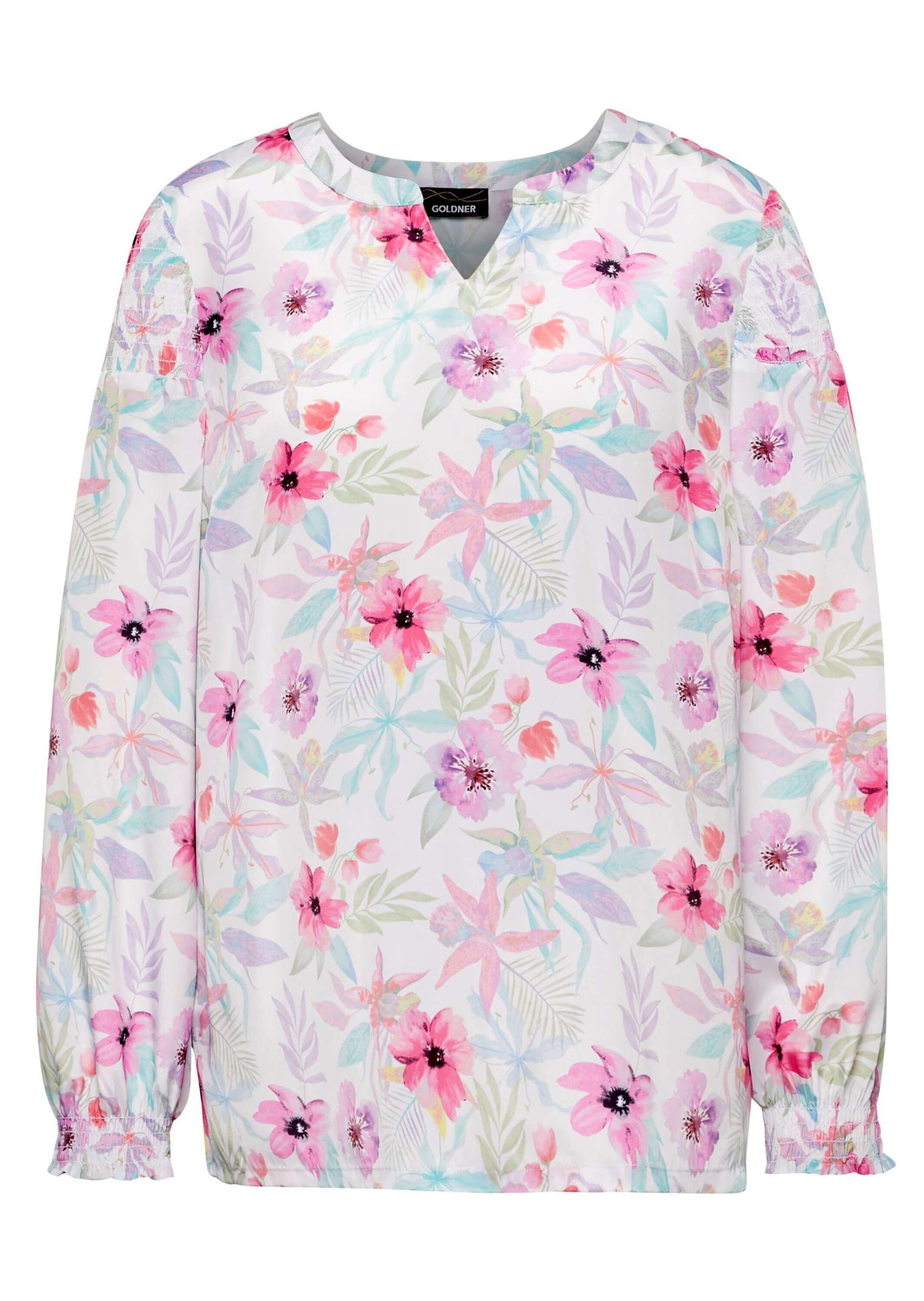 GOLDNER Druckbluse "Kurzgröße Druckbluse aus Polyester" Ohne günstig online kaufen