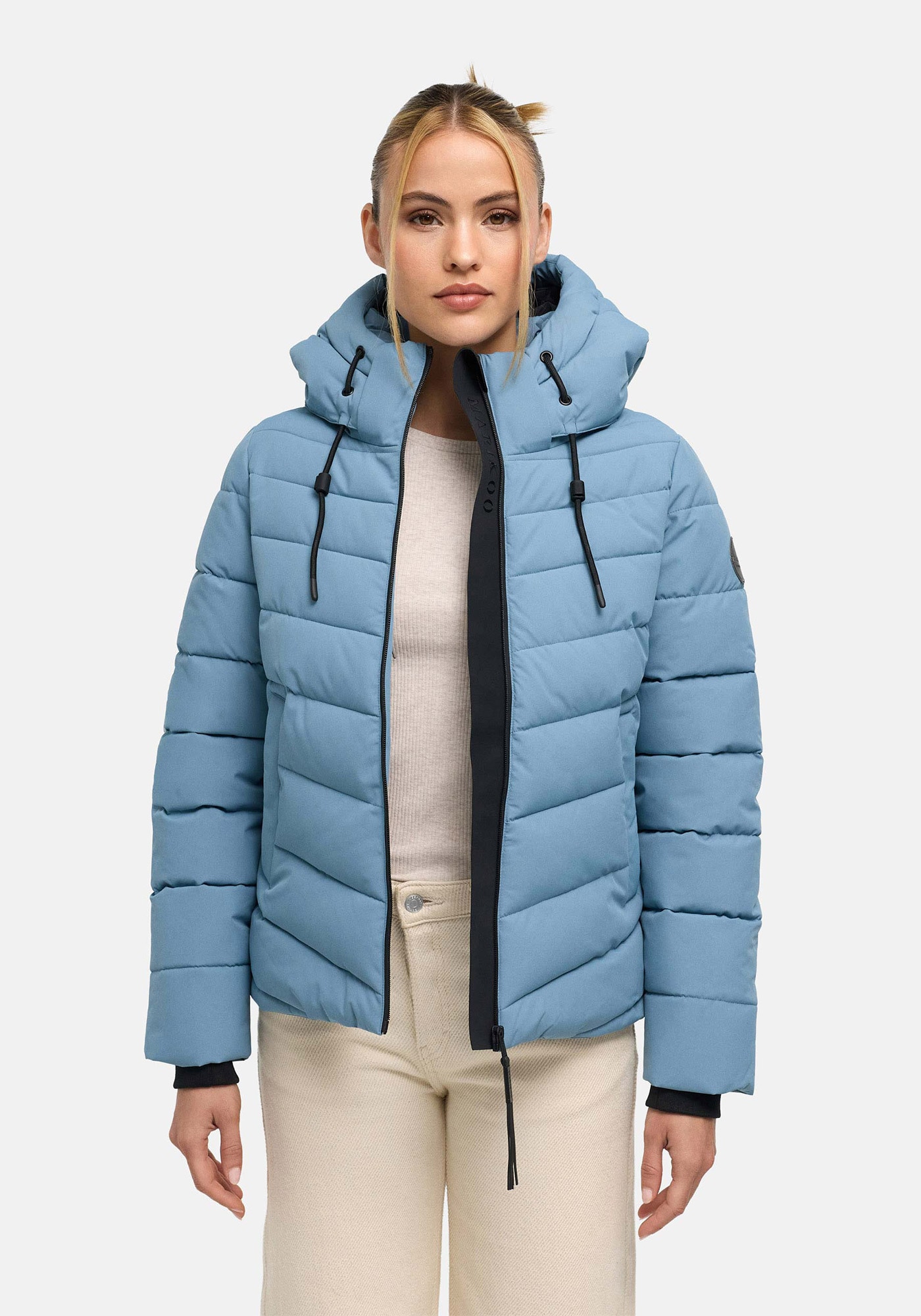 Marikoo Winterjacke "Nobiruu" mit Kapuze Winterjacke mit Kapuze und diagonaler Steppoptik