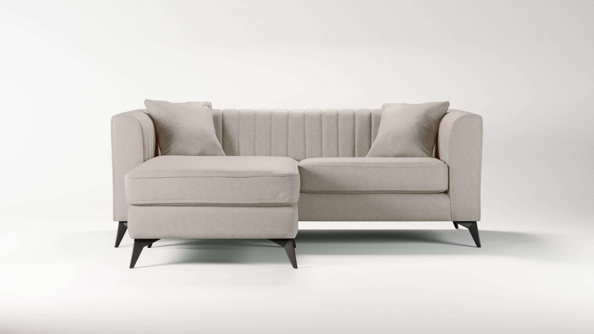 Home affaire Ecksofa »MATTHEW L-Form ideal für kleine Räume, Maße B/T/H: 201/162/74 cm« elegantes Designsofa, feine Steppung im Rücken, incl. Zierkissen
