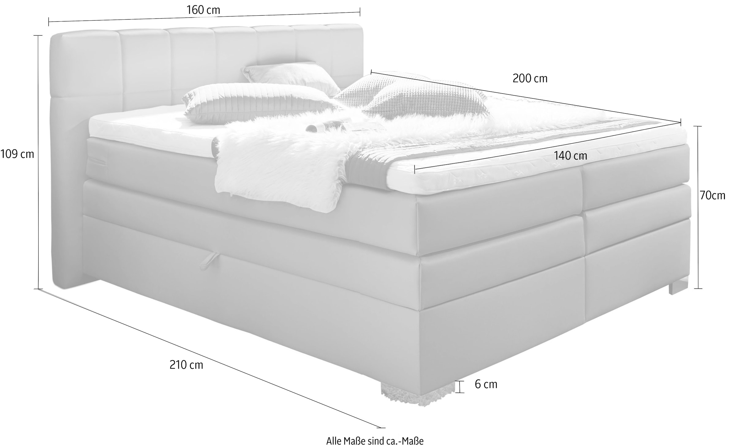 INOSIGN Boxspringbett »Airdrie«, inkl. Bettkasten und Topper