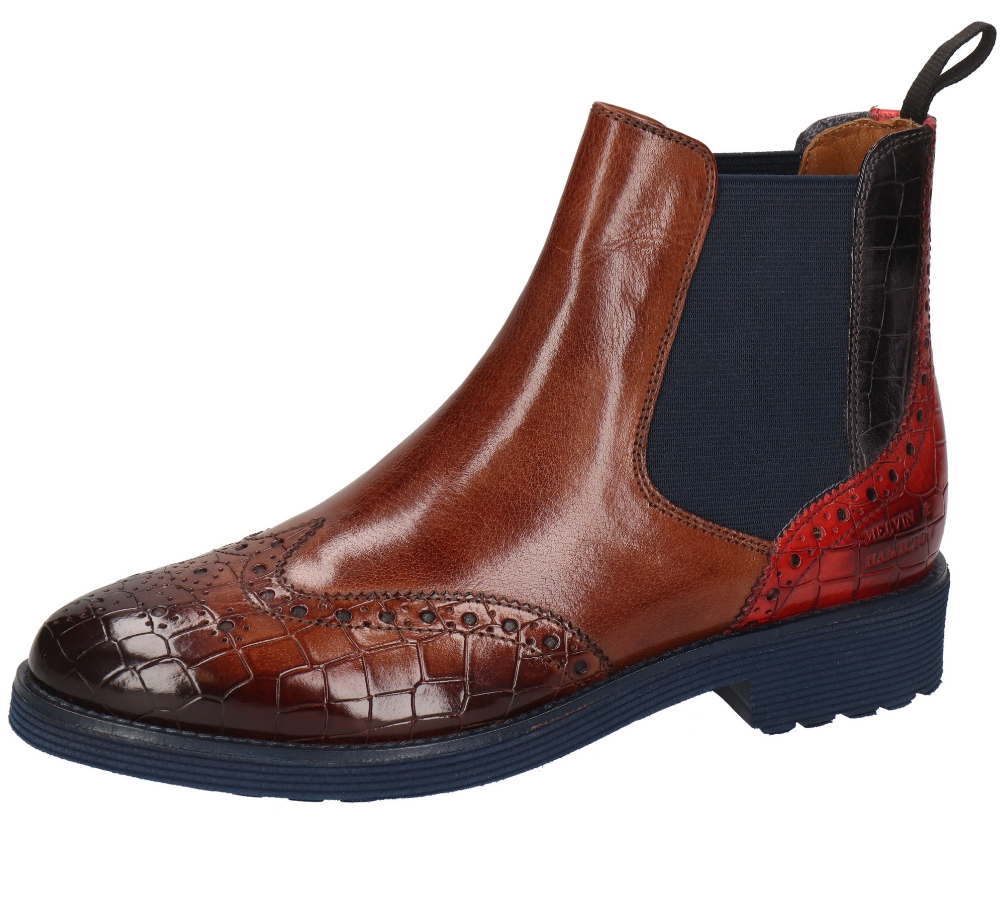 Melvin & Hamilton Chelseaboots »Selina 6 - vegetabil gegerbt«, Brogue, Anzugschuh, Stiefelette mit Lyralochung