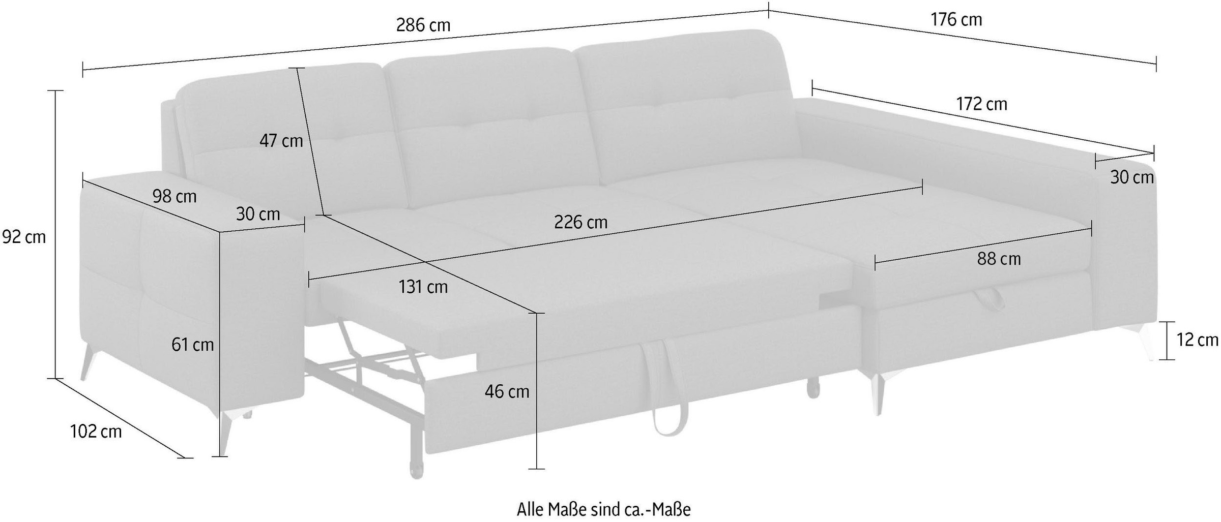sit&more Ecksofa »Baviene L-Form«, inklusive Sitztiefenverstellung und Federkern, wahlweise Bettfunktion