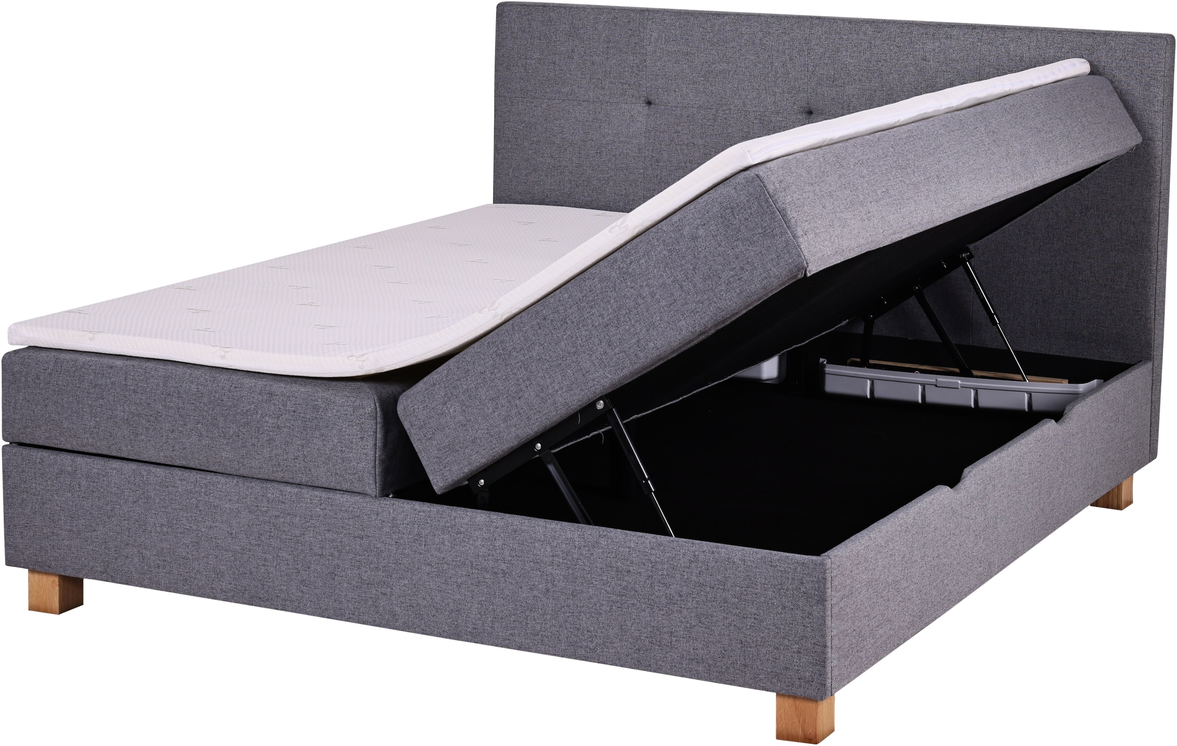 Home affaire Boxbett »Oyré inkl. Bettkasten, erhältlich in der Größe 180x200cm« mit Holzfüße in eichefarben