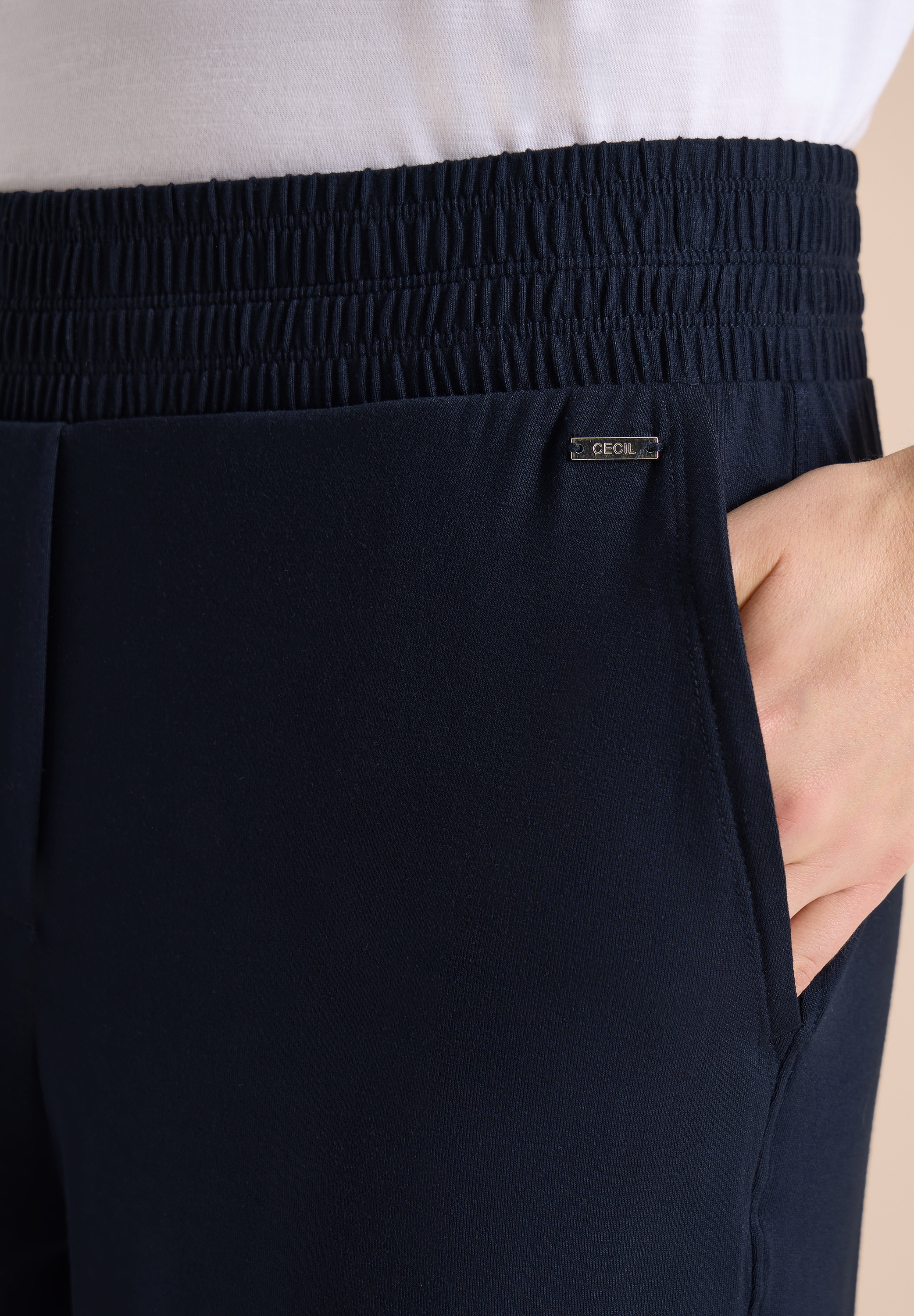 Cecil Jerseyhose  mit elastischem Schlupfbund, High-Waist, Wide Leg