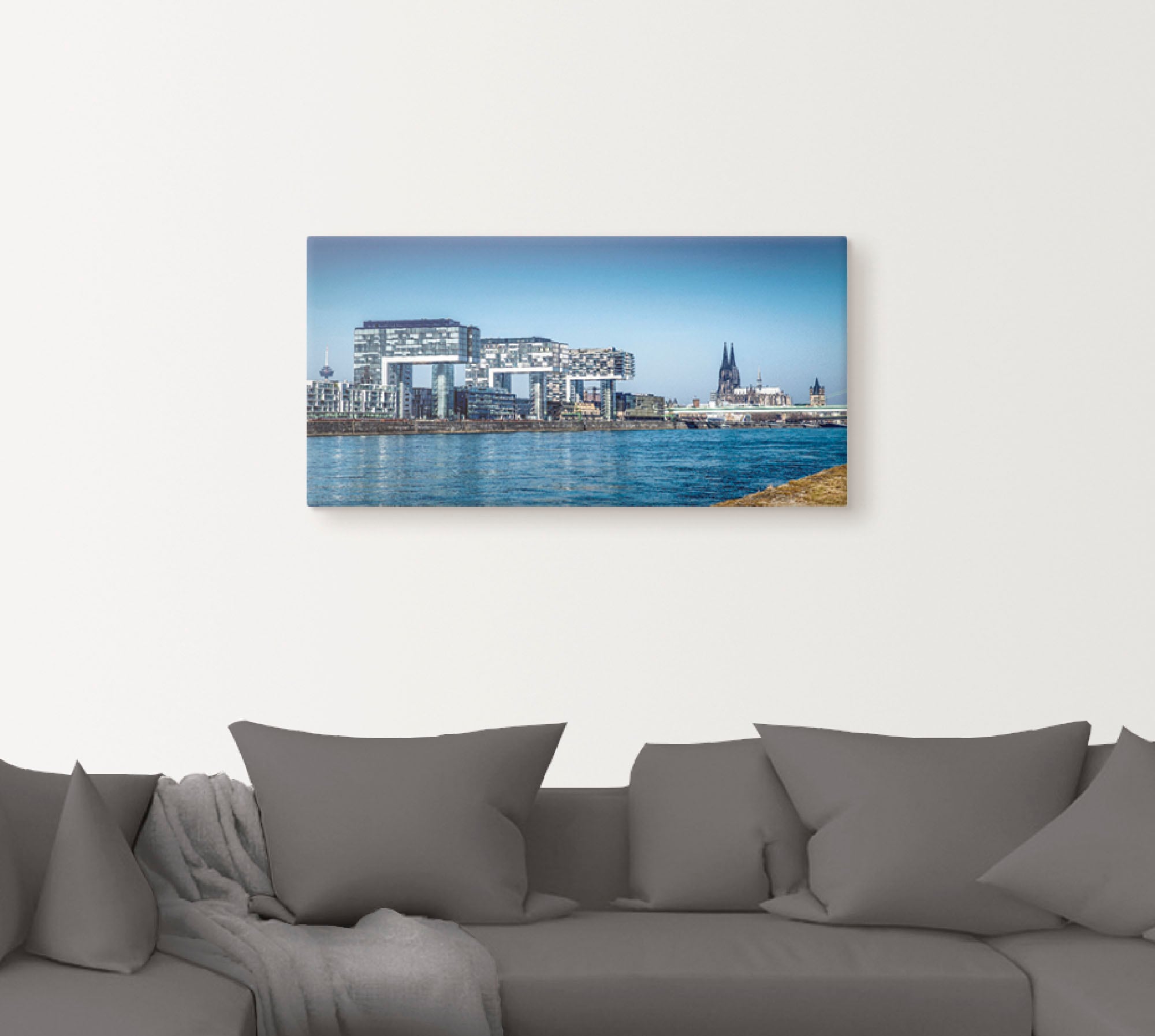 Artland Wandbild »Köln Kranhäuser und Dom«, Gebäude, (1 St.), als Alubild, Outdoorbild, Leinwandbild in verschied. Größen