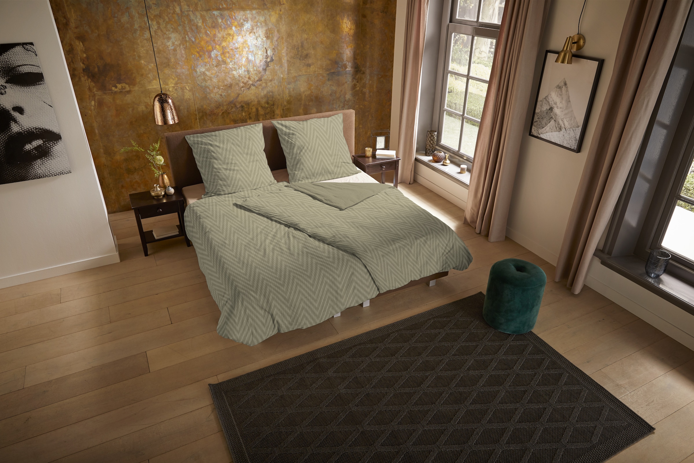 PURE luxury collection Wendebettwäsche »Haarlem« 2 Mikrofaser, Pflegeleicht, Reißverschluss, Wende, 3D, uni muster, weich