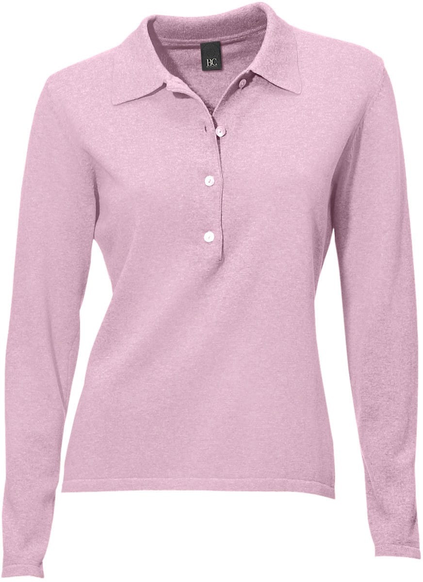 Polokragenpullover HEINE "Polopullover", Damen, Gr. 42, rosa (rosé), 100% Baumwolle, unifarben, Pullover 3