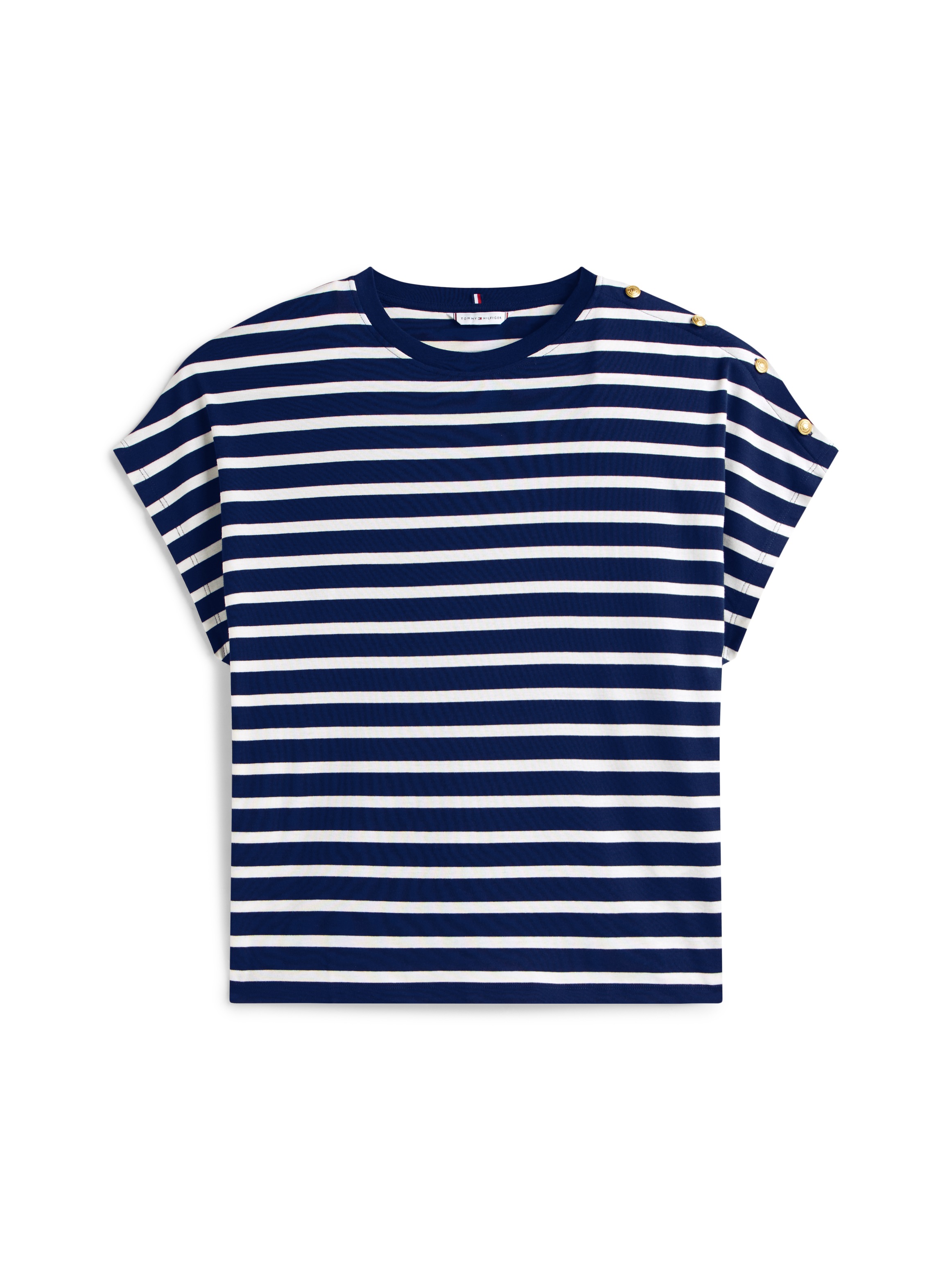 Tommy Hilfiger Curve Kurzarmshirt »CRV GOLD BUTTON SS TEE«, in großen Größen