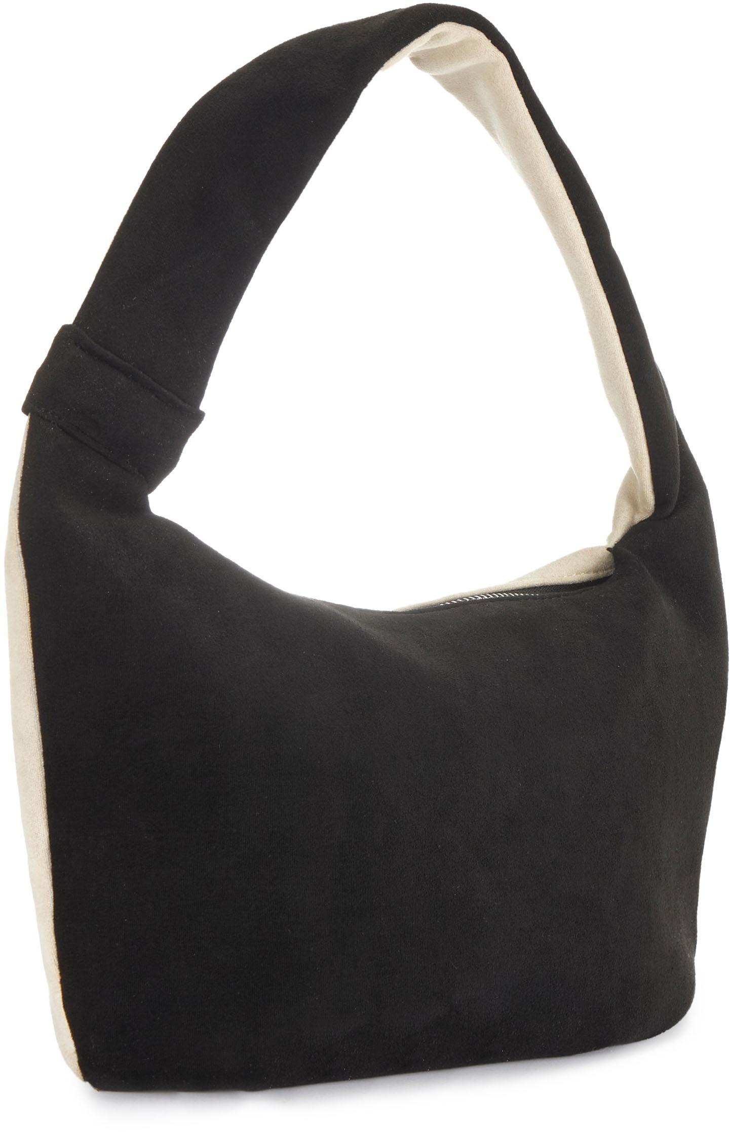 Handtasche VIVANCE "Minibag", Damen, Gr. B/H/T: 30cm x 16cm x 4cm, schwarz (schwarz, creme), Textil, mehrfarbig, Taschen Handtasche, Damentasche, Henkeltasche zweifarbig VEGAN 2