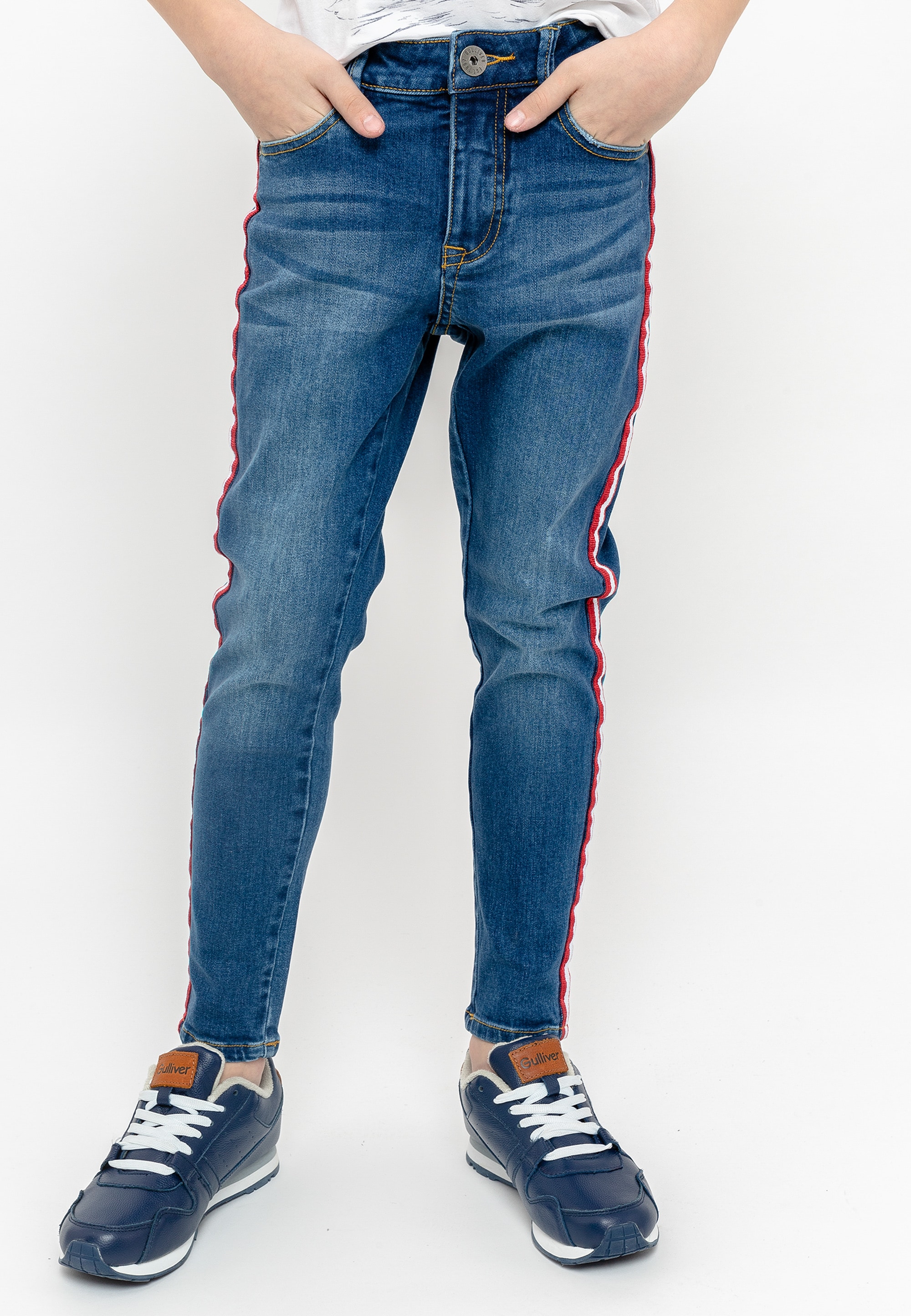Bequeme Jeans »Casual Denim Hose«, mit kontrast Seitenstreifen