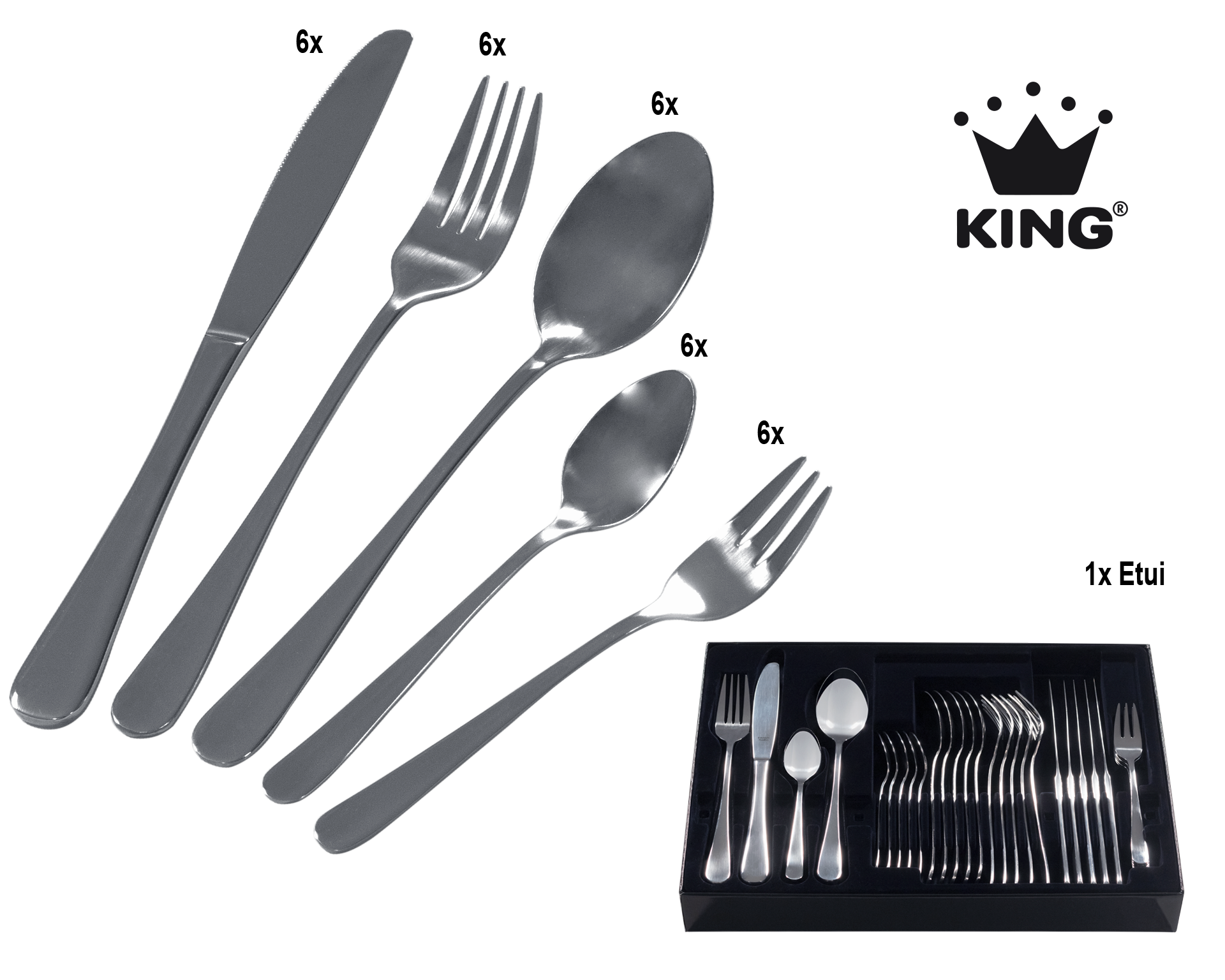 KING Besteck-Set »»VIERAILLA««, (Set, 31 tlg.), inkl. Etui