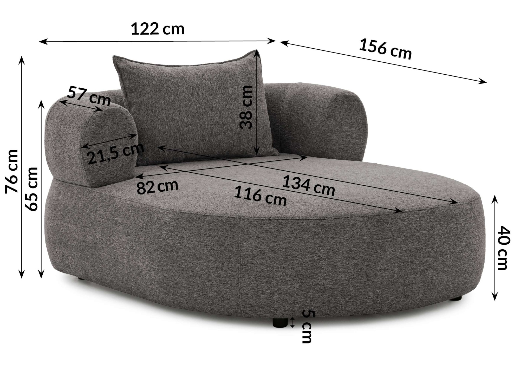 Home affaire XXL-Sessel »LUSSAC Loveseat extra tief, große Sitzfläche, Maße B/T/H: 123/158/78cm«