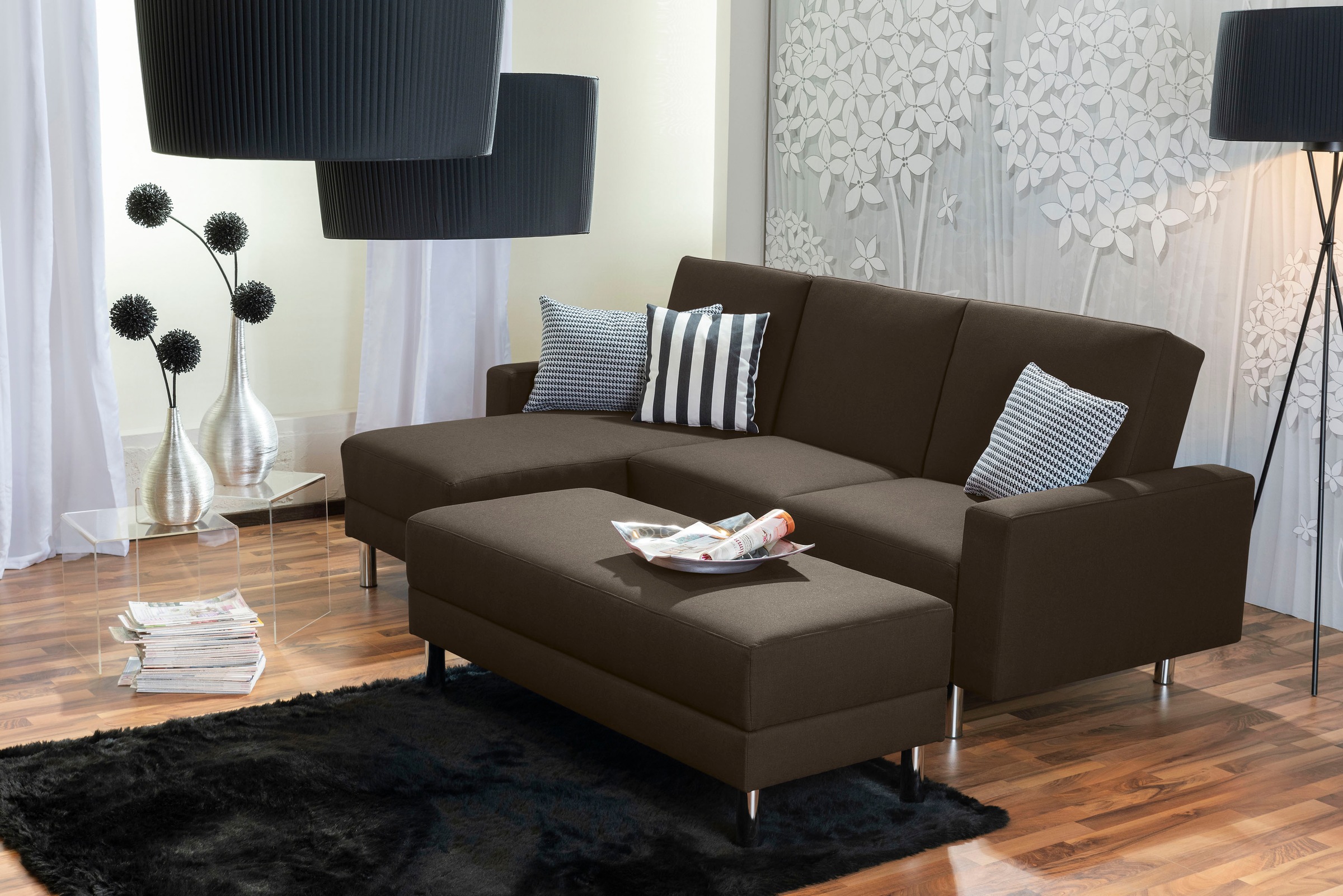 Max Winzer® Schlafsofa »Just Fresh modernes kubisches Sofa, Rückenverstellung für Sitzkomfort«, Recamiere links oder rechts montierbar, elegante Metallfüße
