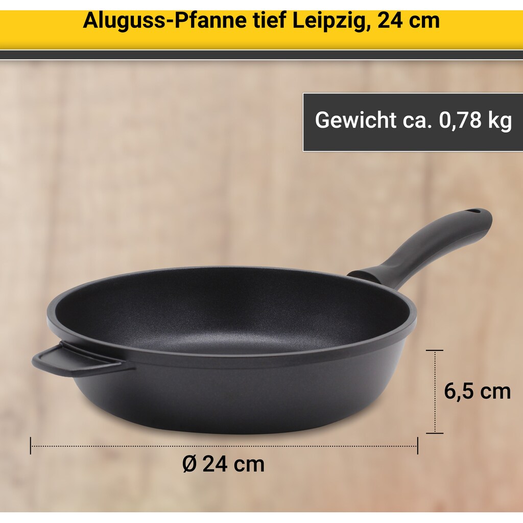 Krüger Bratpfanne »Aluguss Pfanne tief LEIPZIG«, Aluminiumguss, (1 tlg.), hochwertige Antihaft-Versiegelung, tiefe Ausführung