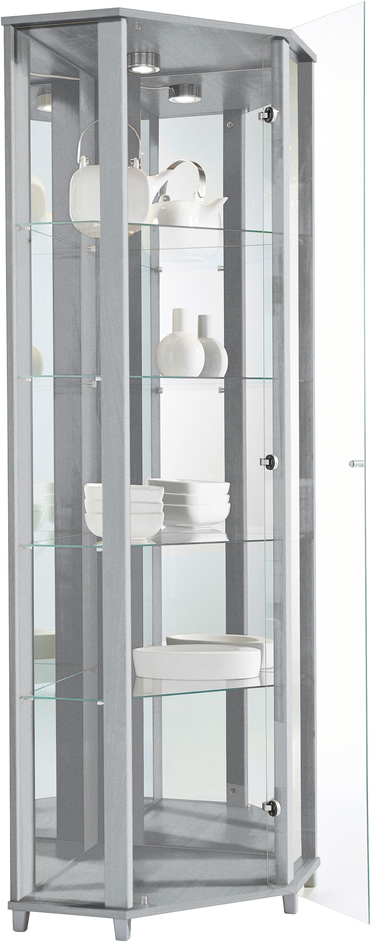 fif möbel Eckvitrine »TRIO Höhe ca. 172 cm, ink. Beleuchtung«, Eckvitrine/Glasvitrine 1x Glastür, perfekt für Sammler, Sammlervitrine