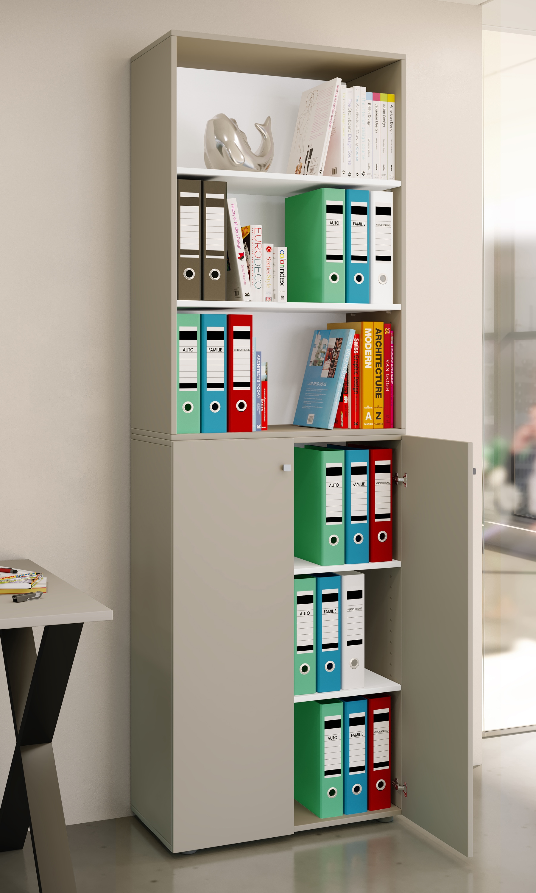 VCM Aktenschrank »VCM Büroschrank mit 6 Fächern | Büroregal | moderner Aktenschrank mit Drehtüren | Maße ca. H. 220 x B. 70 x T. 40cm ¿ Lona 6-Fach«, (1 St.)