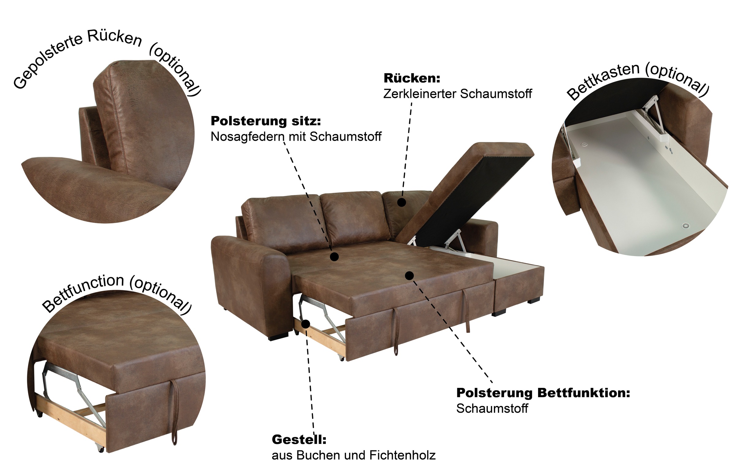 Thumbnail - Trends by HG Ecksofa "Poll L-Form, B: 245 cm" mit Bettfunktion & Bettkasten