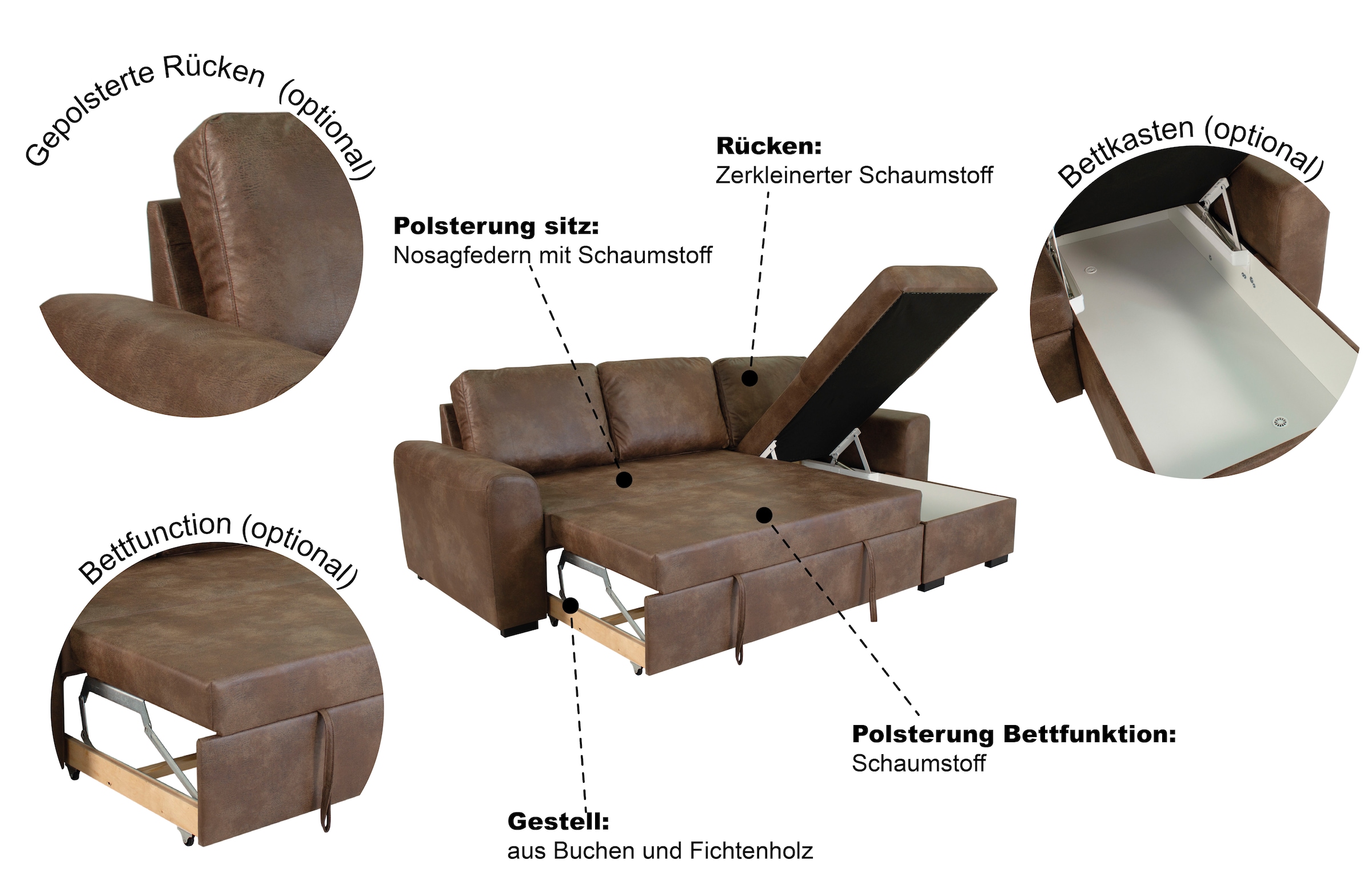 Thumbnail - Trends by HG Ecksofa "POLL" Schlaffunktion + Bettkasten