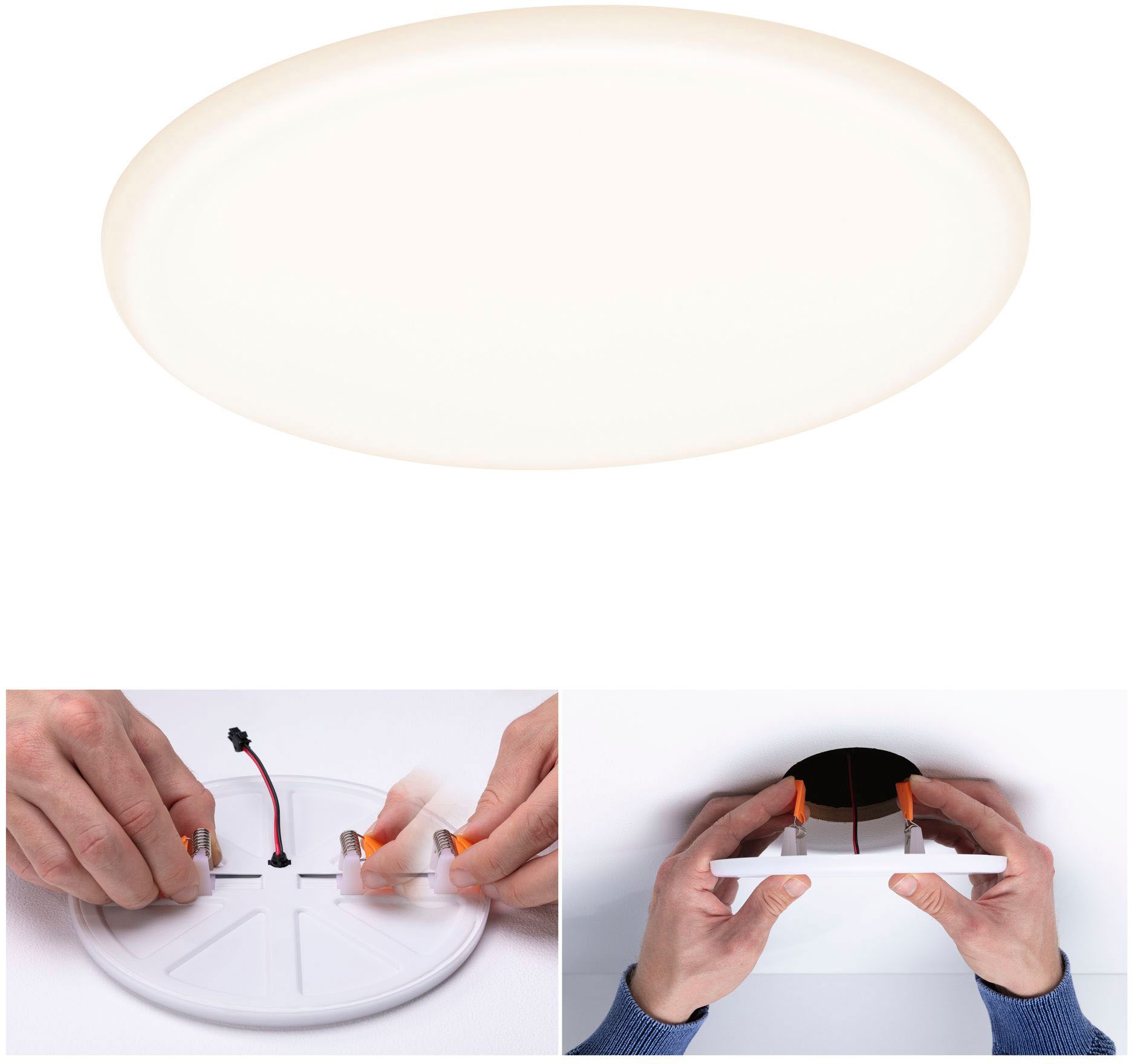 Paulmann LED Einbauleuchte »Veluna VariFit IP44 3-Stufen-dimmbar rund 185 17W 3.000K Satin« 1 Stk. Warmweiß LED Einbaupanel IP44 3-Stufen-dimmbar rund 185 17W 3.000K Satin